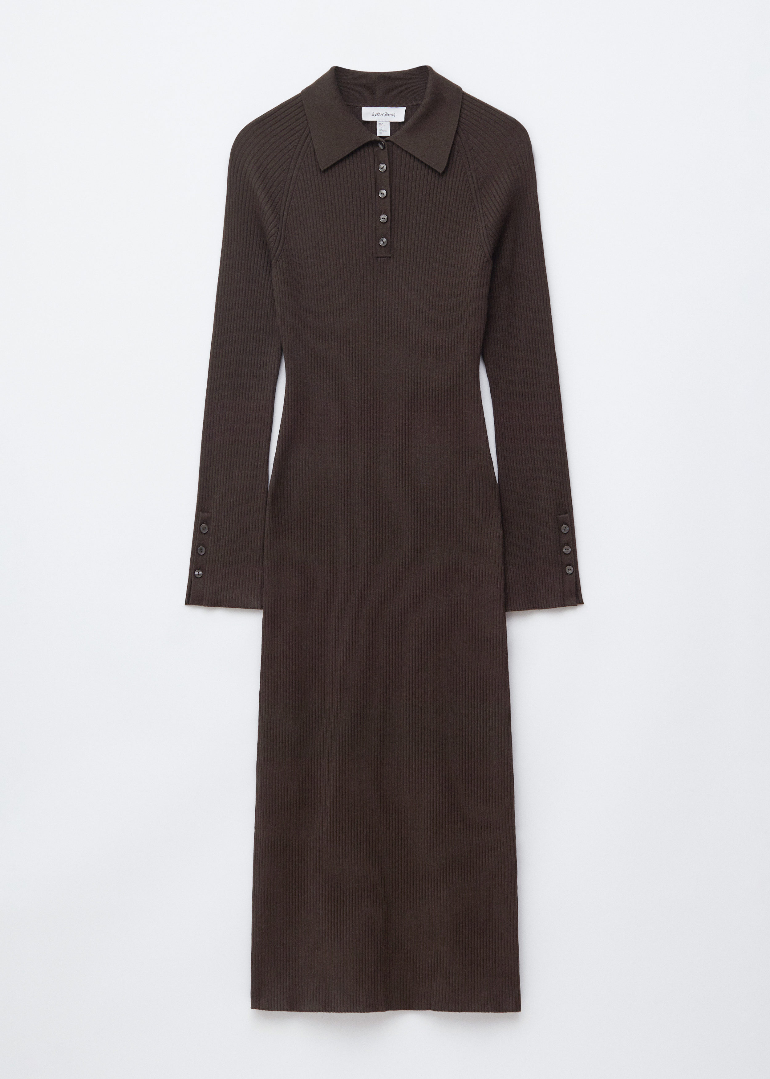 Rib-Knit Polo Midi Dress