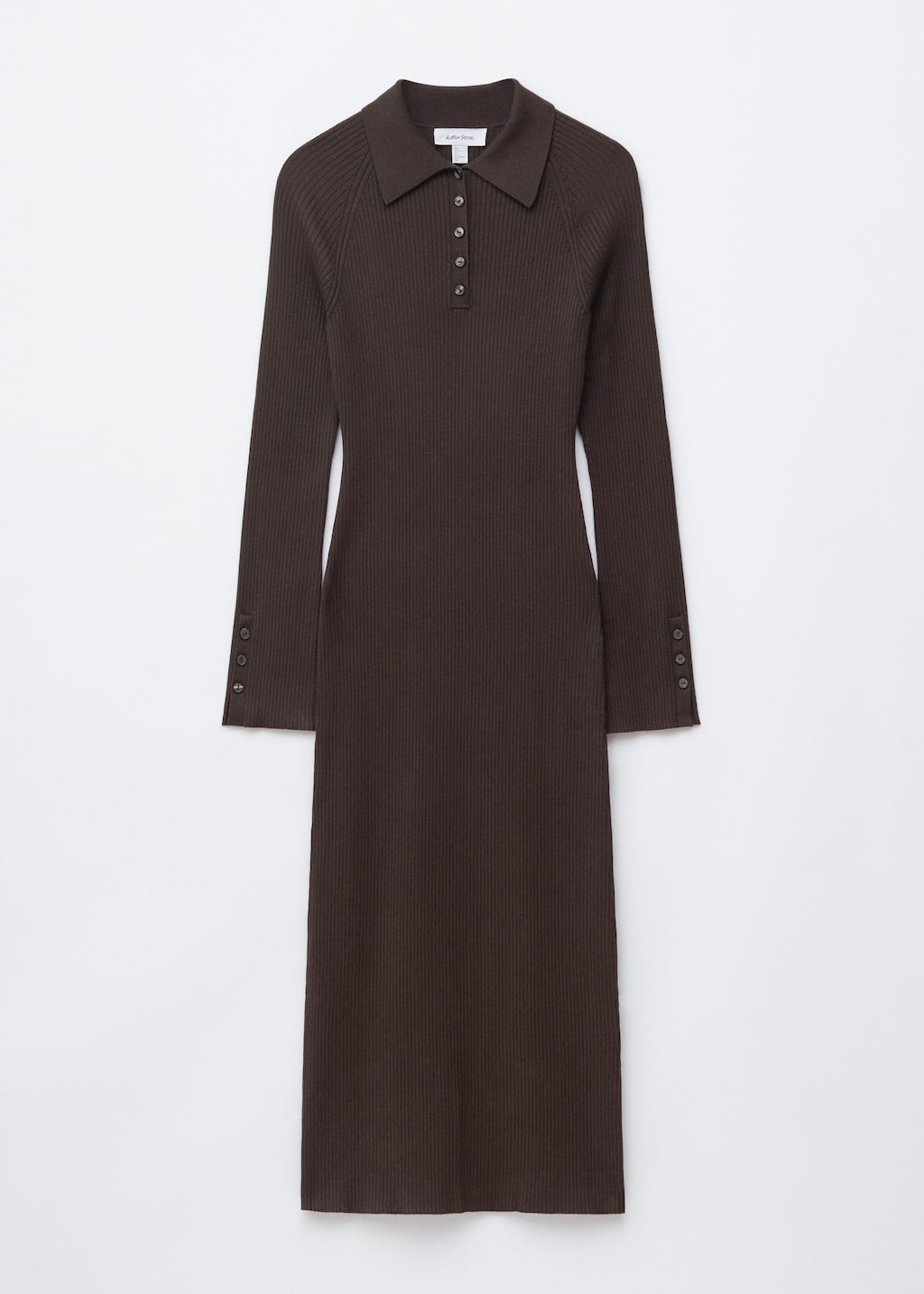 Image of Rib-Knit Polo Midi Dress