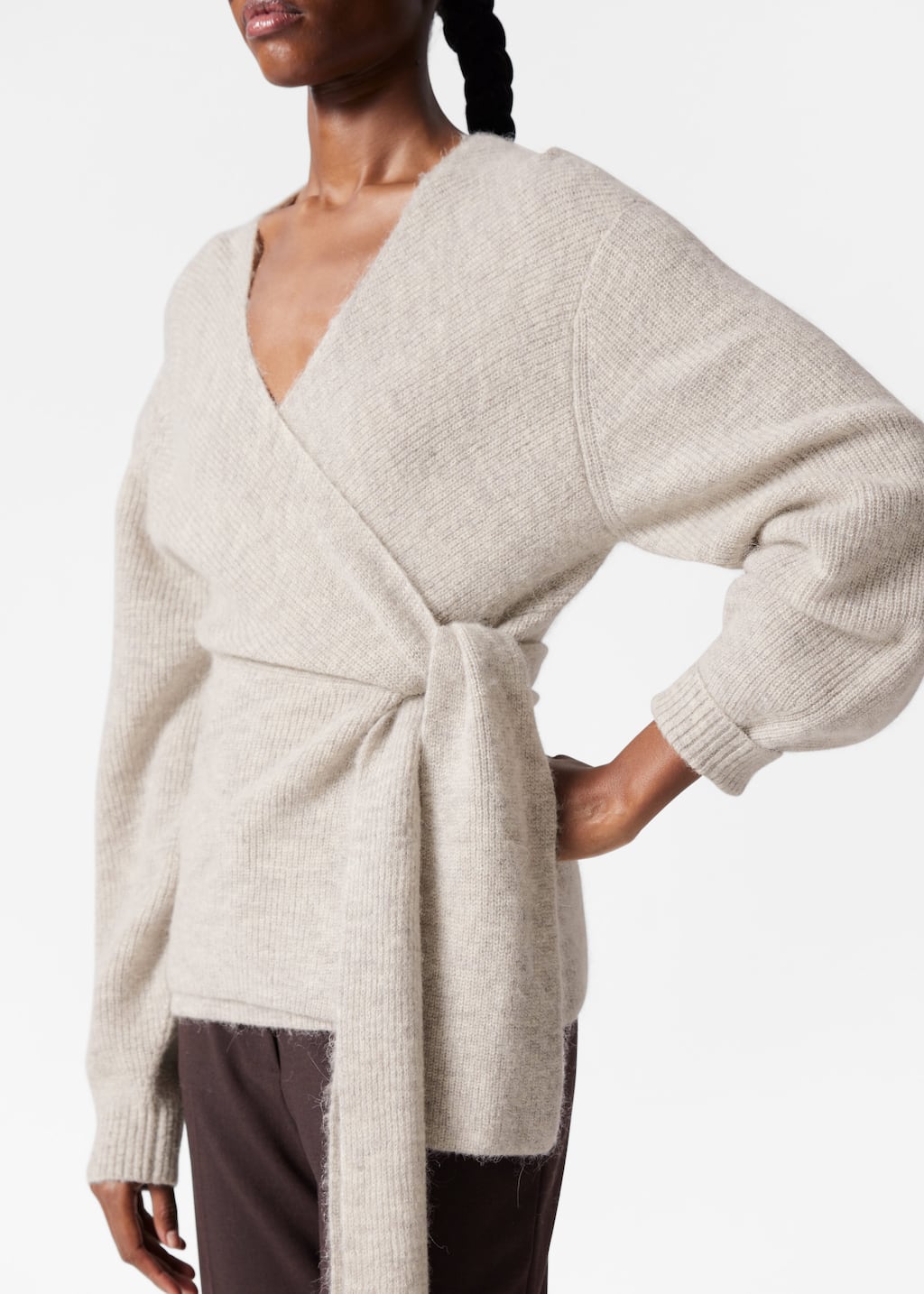 Image of Alpaca-Blend Knitted Wrap Cardigan