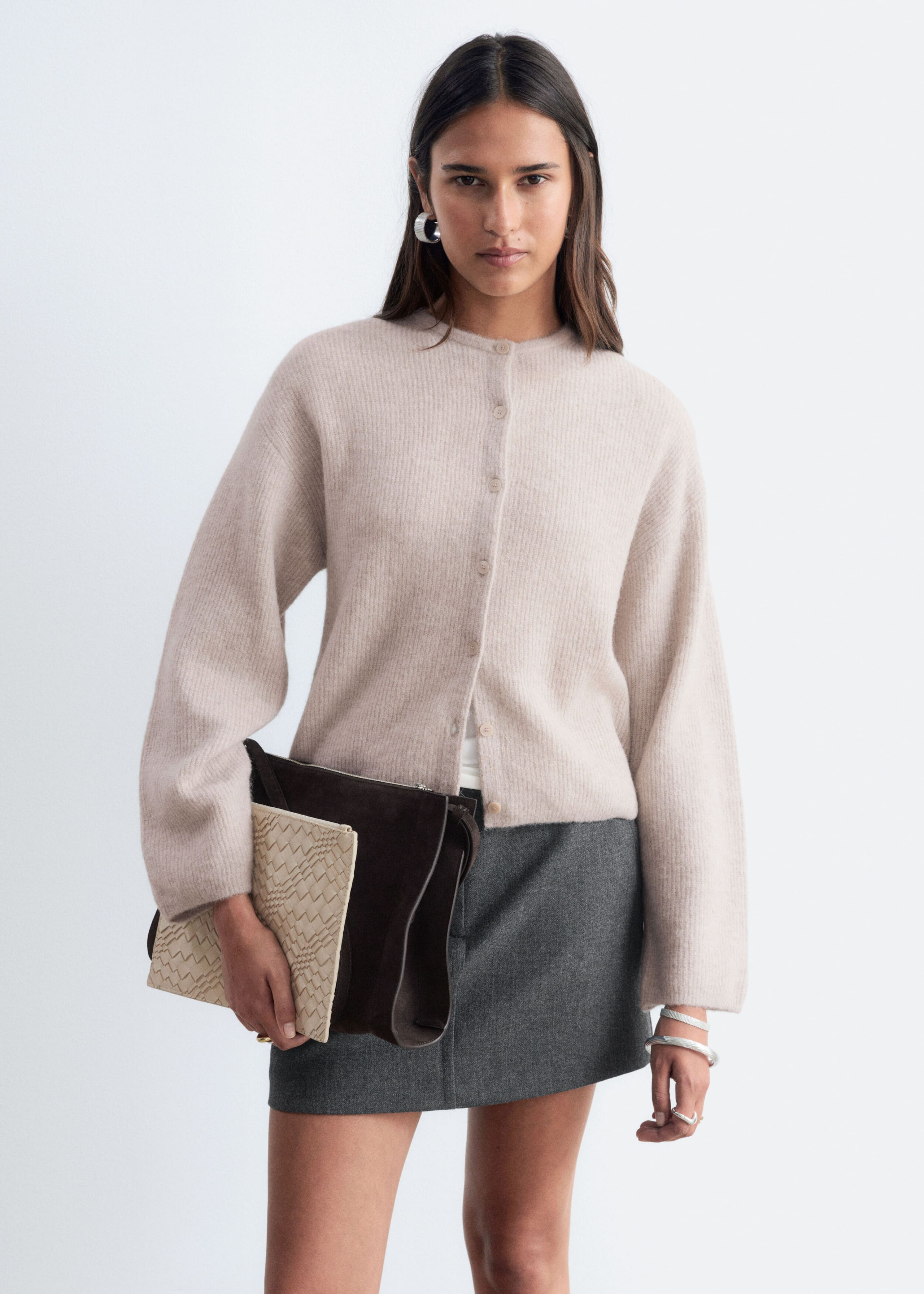 Alpaca-Blend Knitted Cardigan - Mole - Still Life