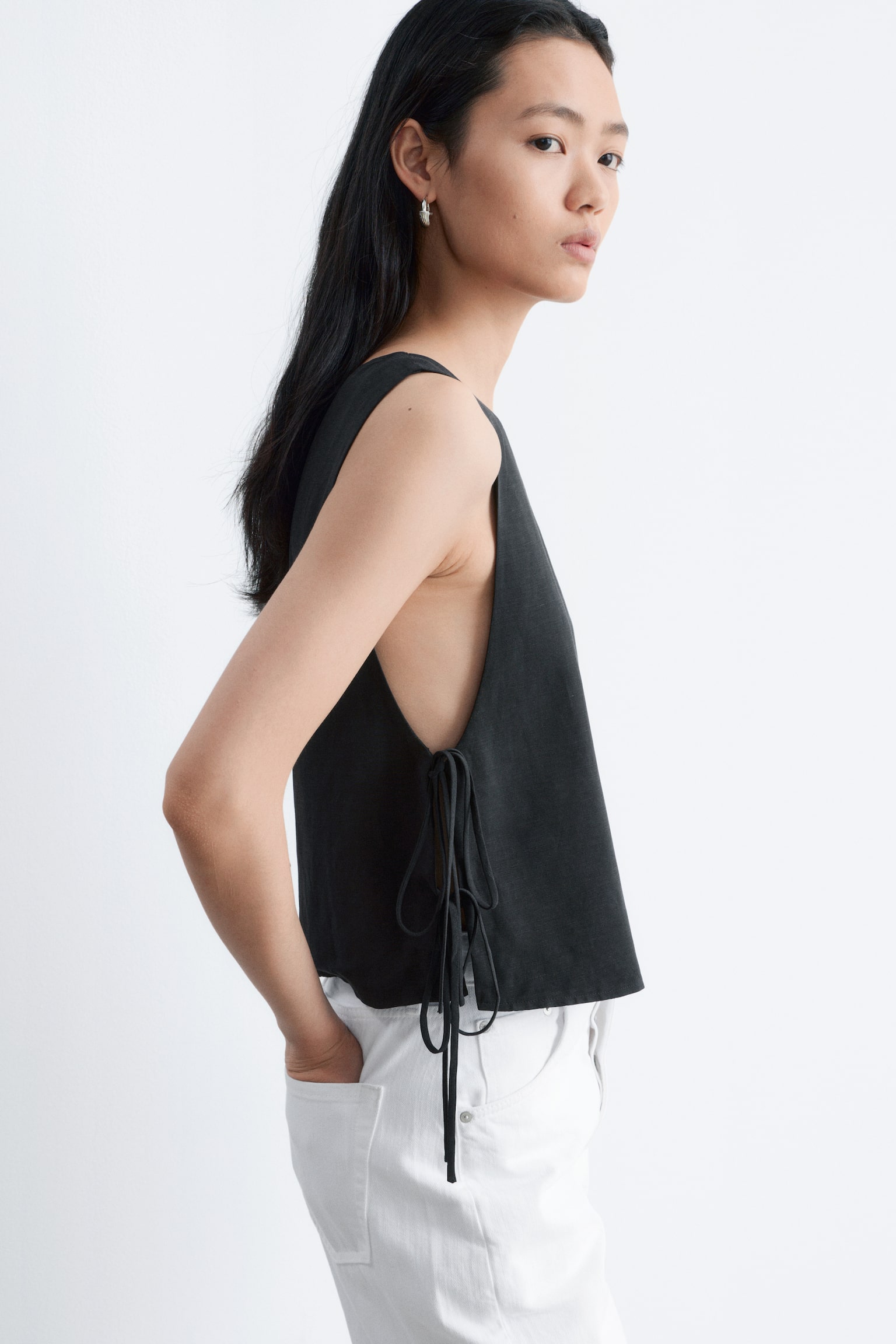 צווארון ביב ארוג - שחור/חום כהה - 1