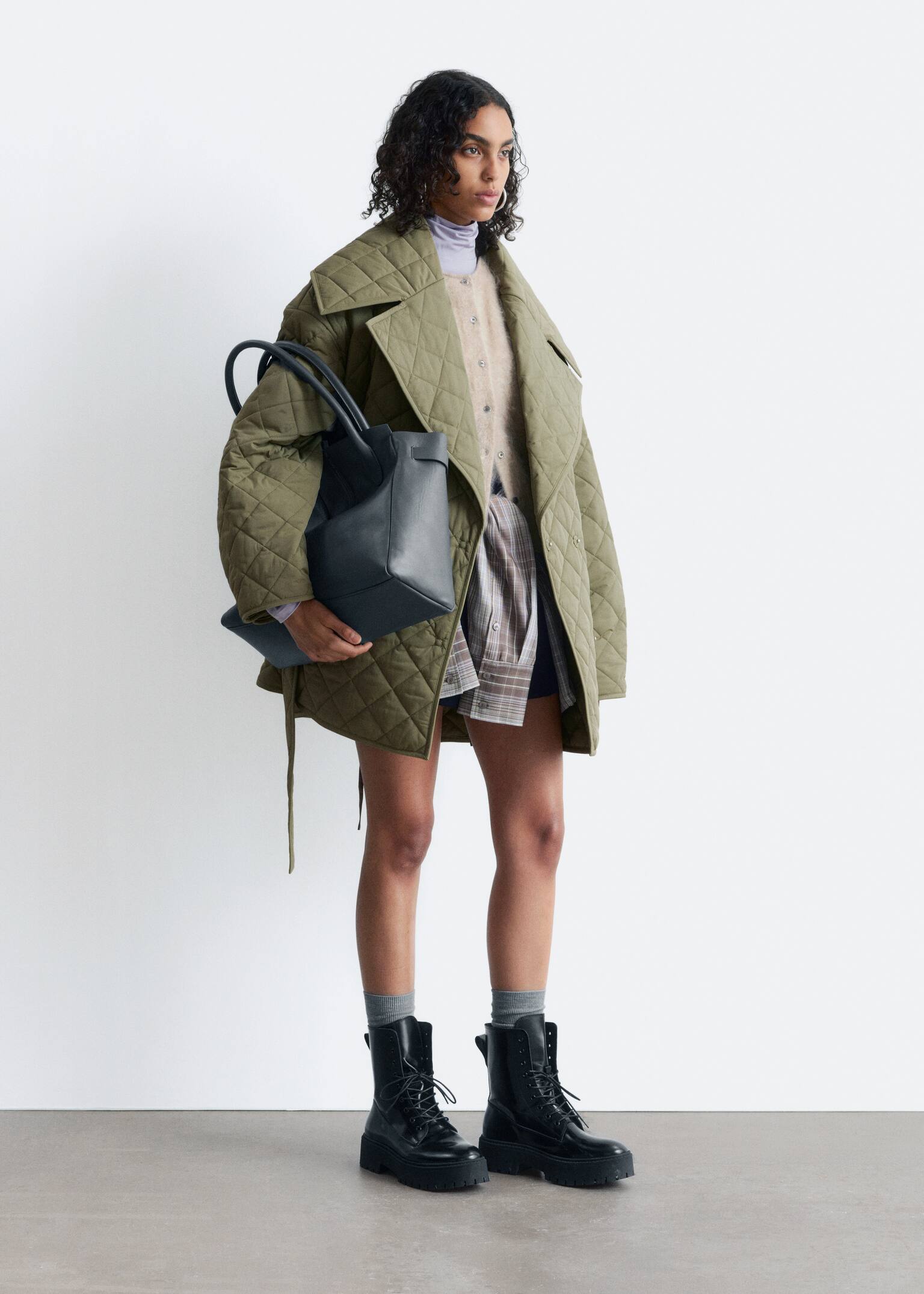 Jachetă matlasată cu căptușeală - Khaki Green/Negru - 7