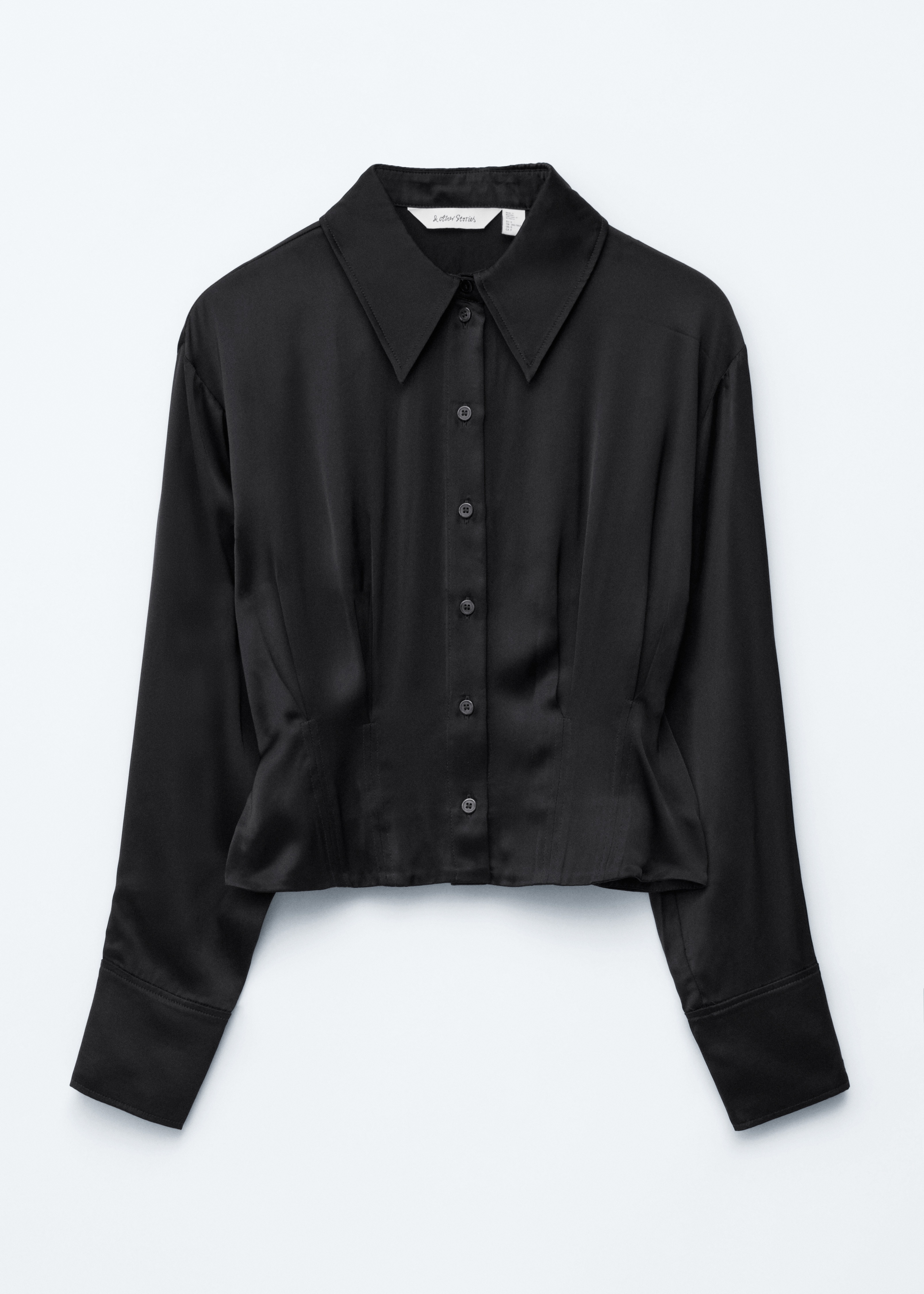 Tapered Satin Shirt - Black