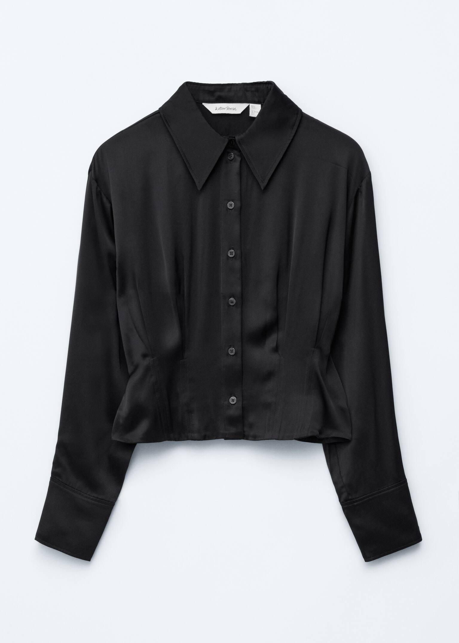 Tapered Satin Shirt - Black