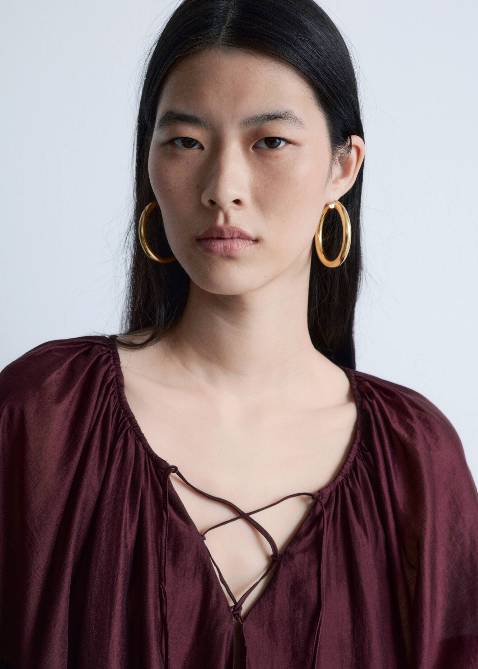 Robe courte à volants - Rouge foncé/Motif floral rose/rouge/Imprimé vert - 3