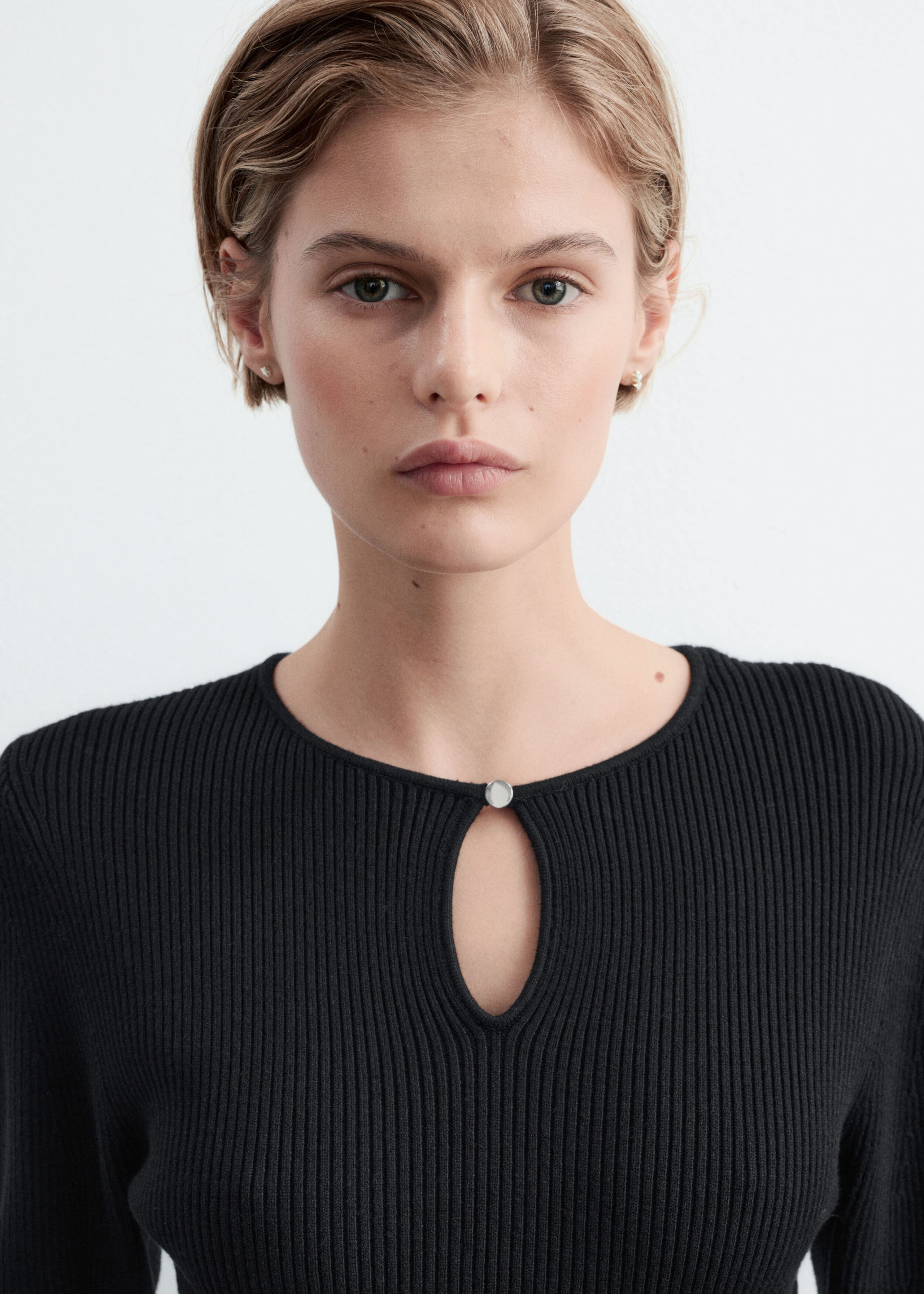 Ribbed Knit Dress - Black - Lookbook