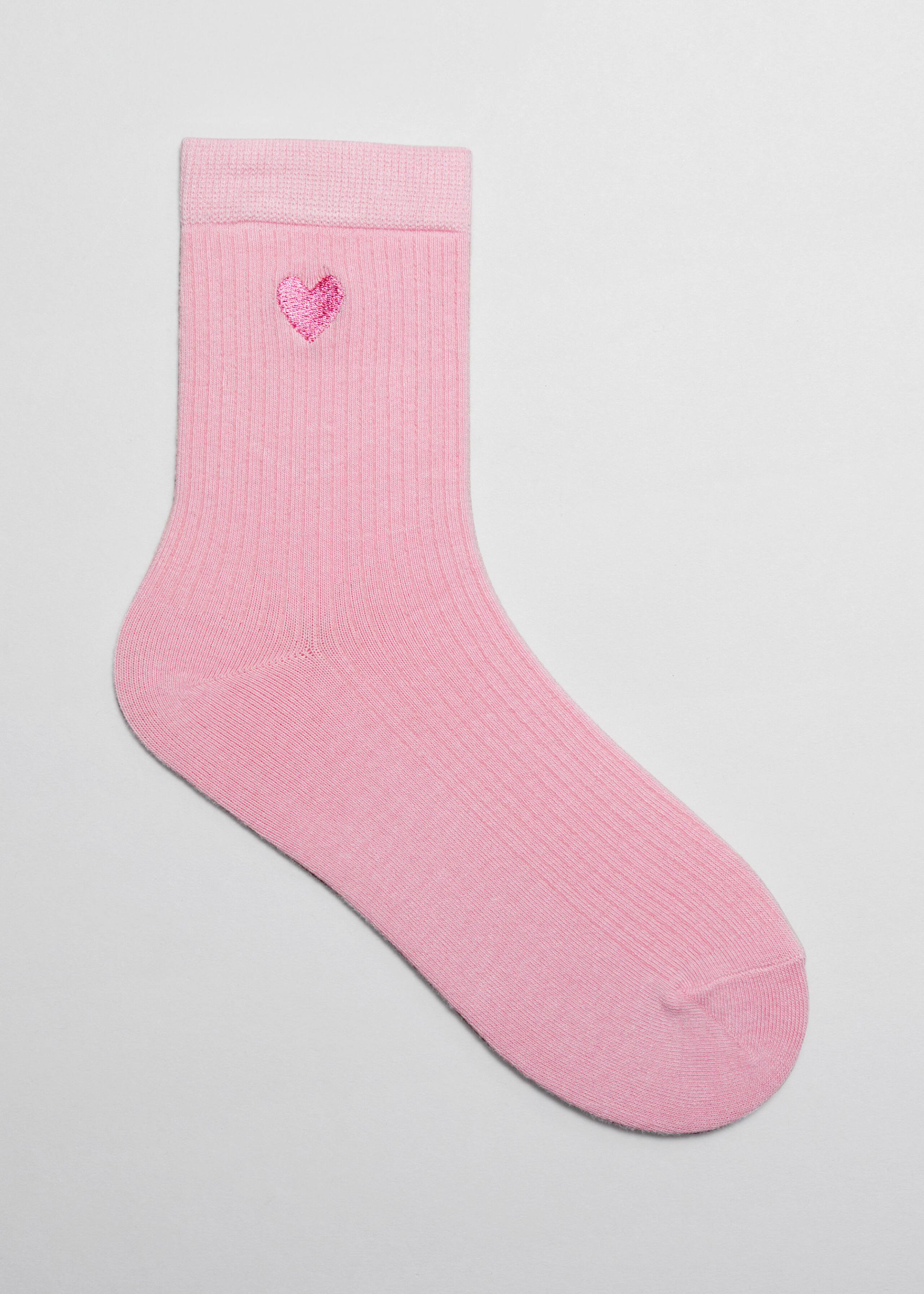 Calcetines tobilleros bordados - Flor rosa - Bodegón