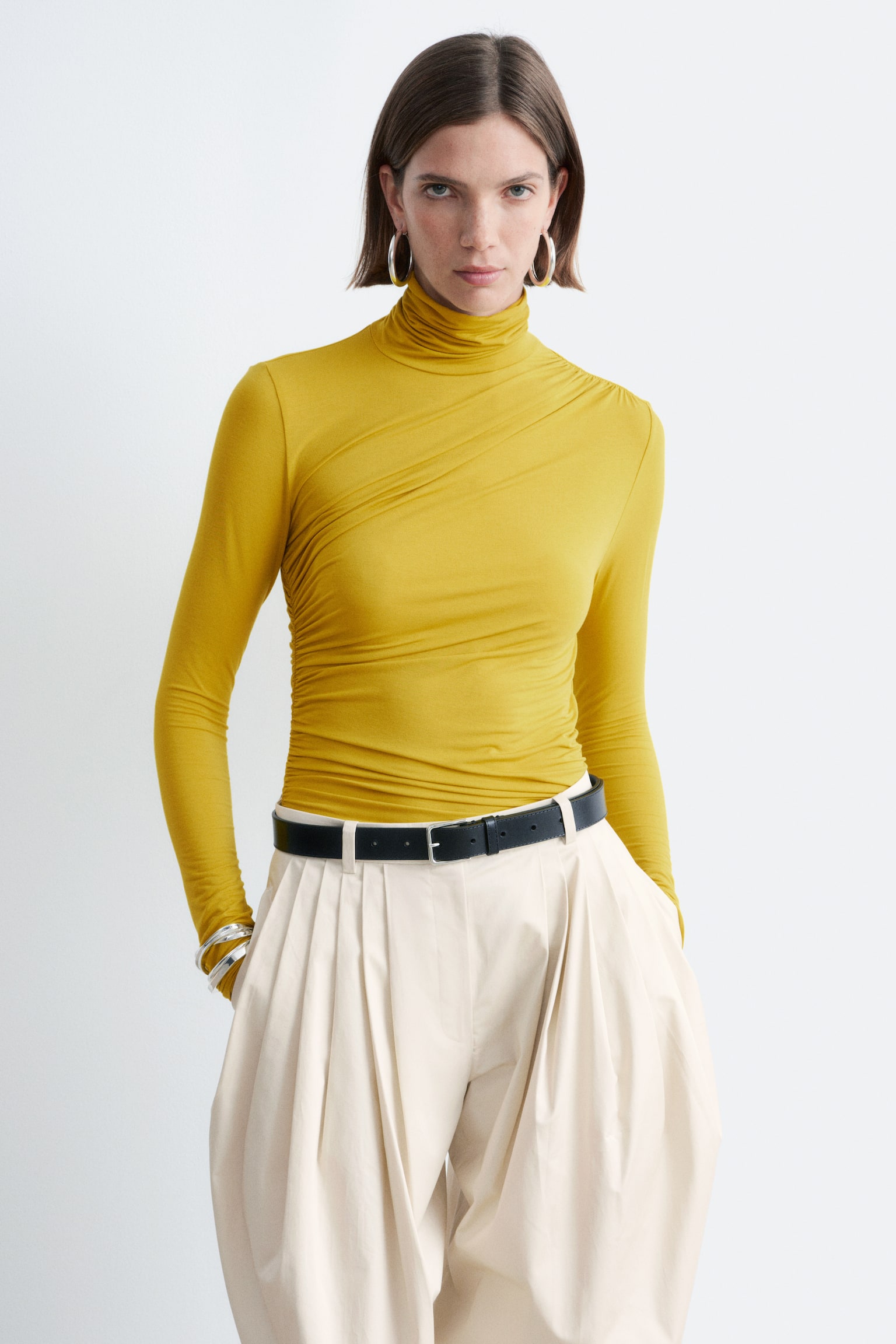 Dolcevita drappeggiato - Giallo/Blu brillante - 3