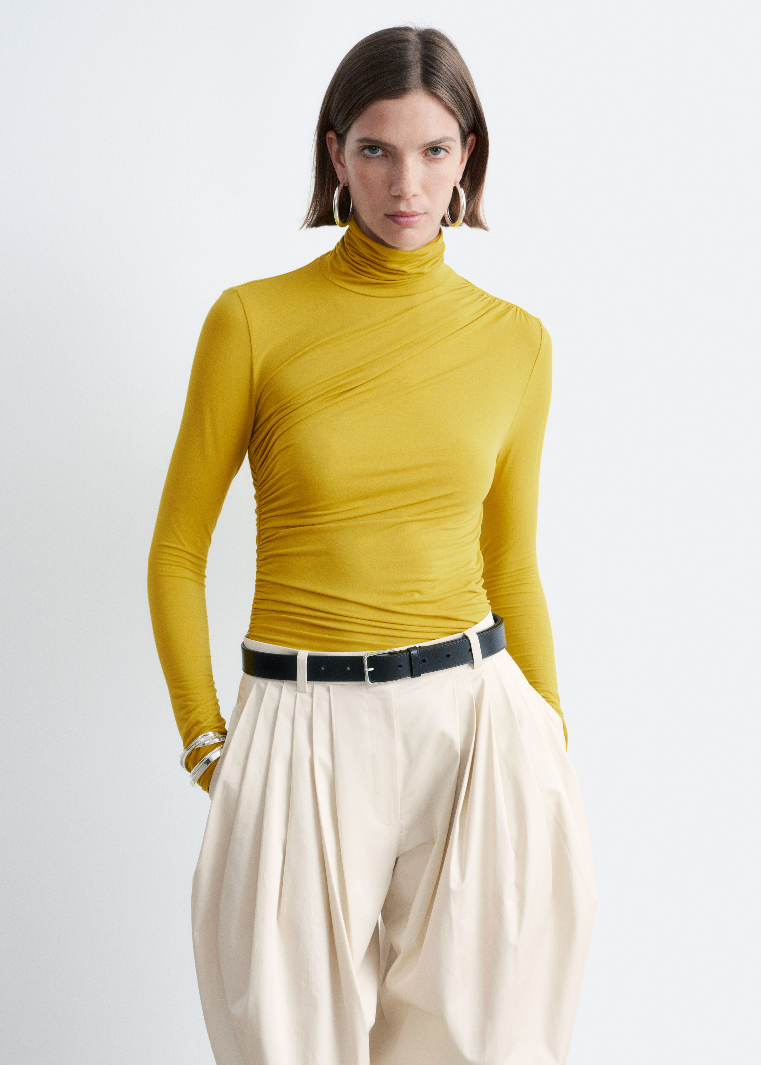 Draped Turtleneck Top - Yellow - Long sleeve tops | & Other Stories GB