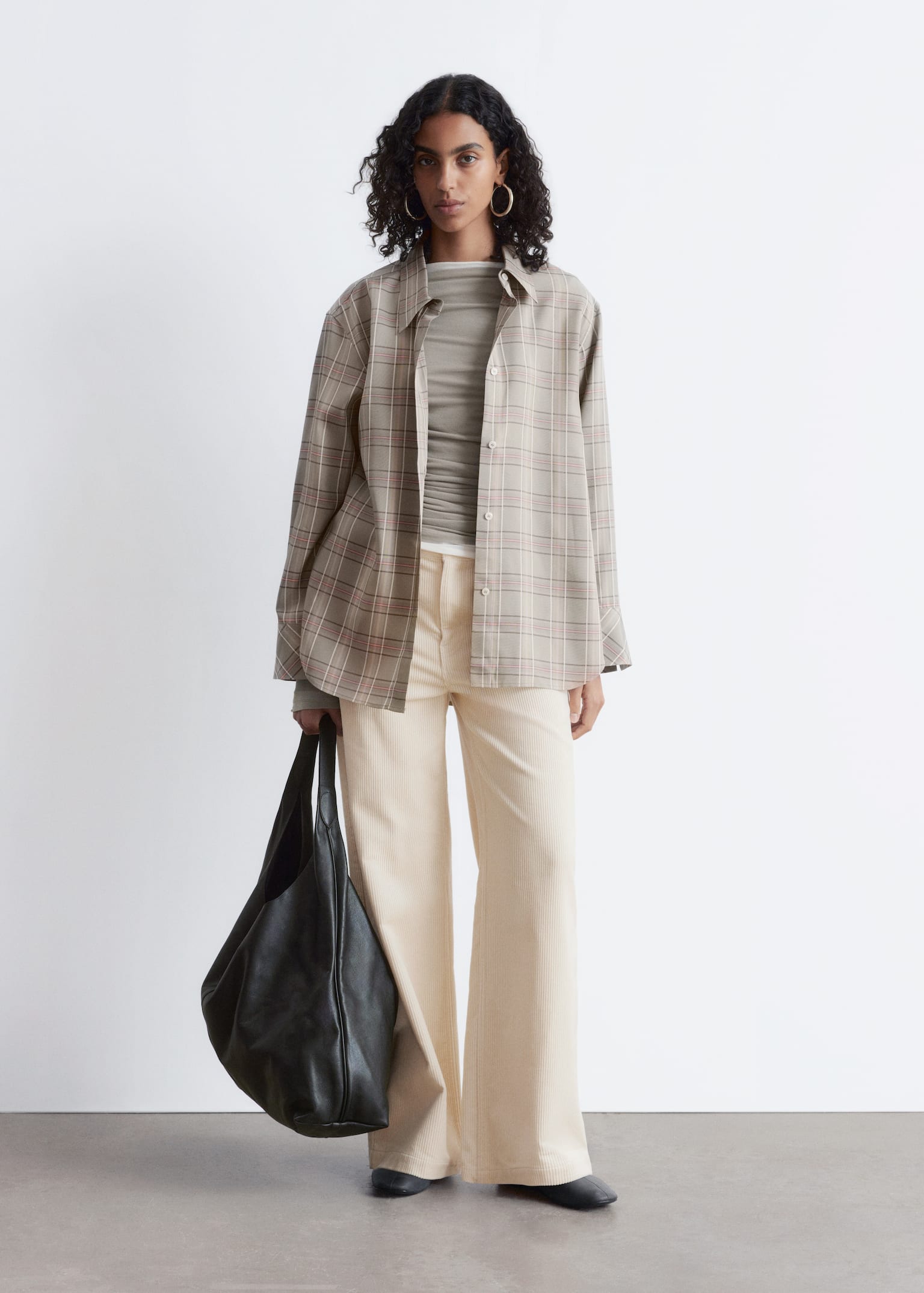 Oversized Checked Shirt - Mole/Checked - 3