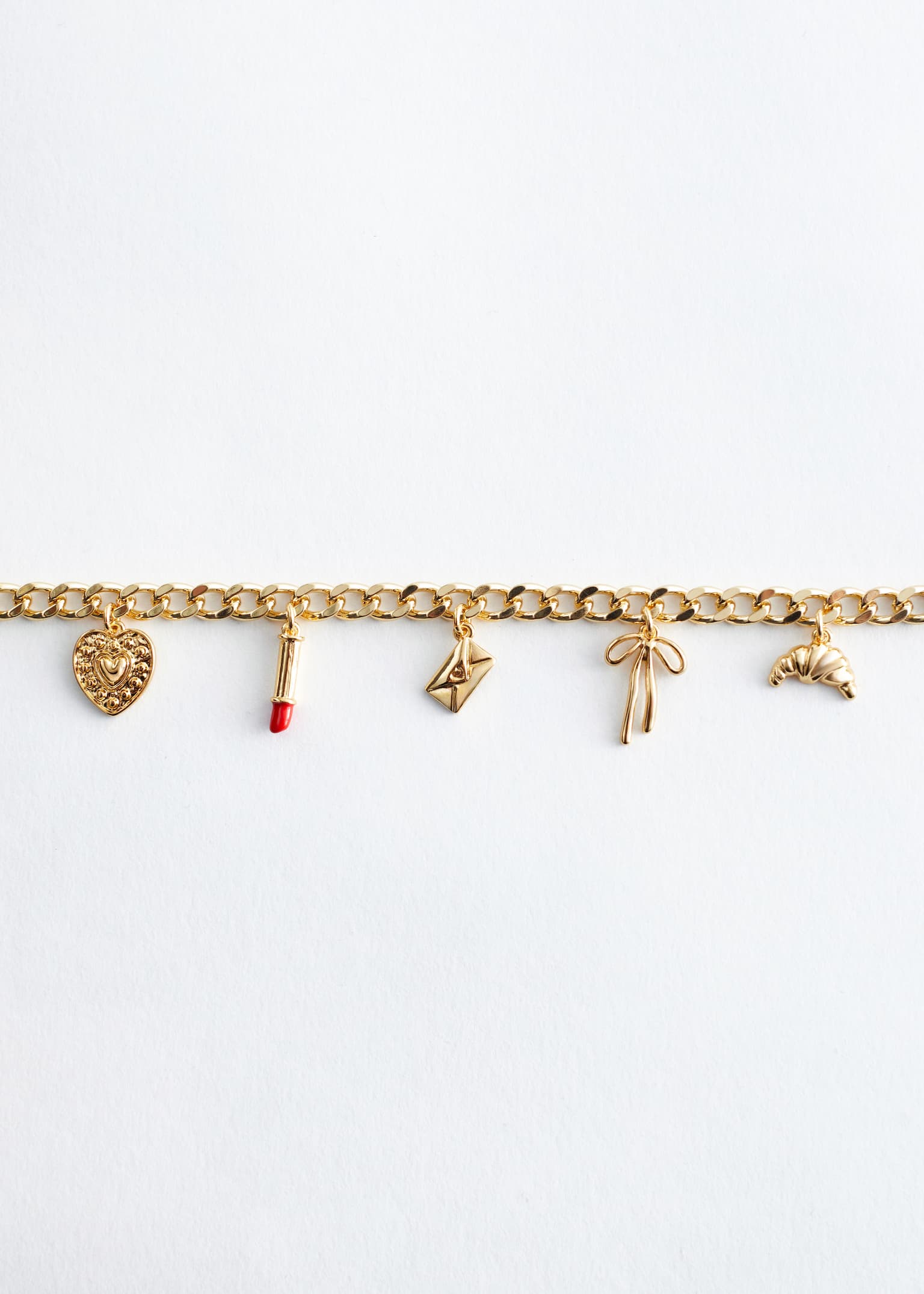 Curb Chain Charm Bracelet - Gold - 3