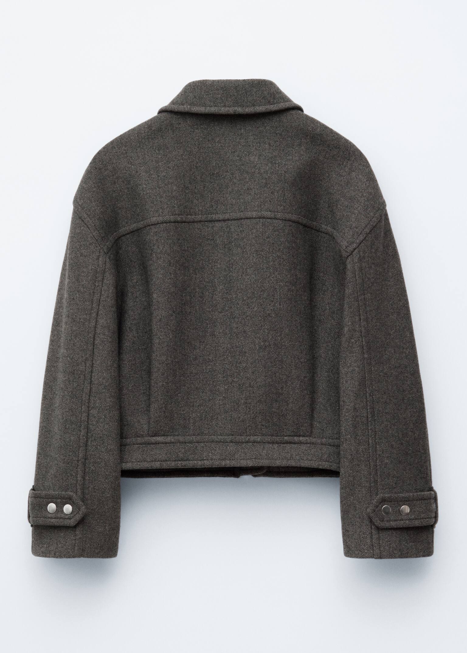 Short Wool Jacket - Dark Grey - 3