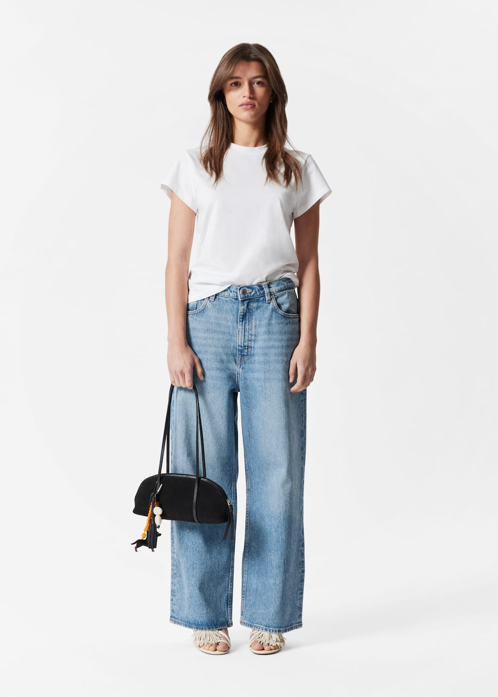T-shirt ras du cou en coton - Blanc - Lookbook