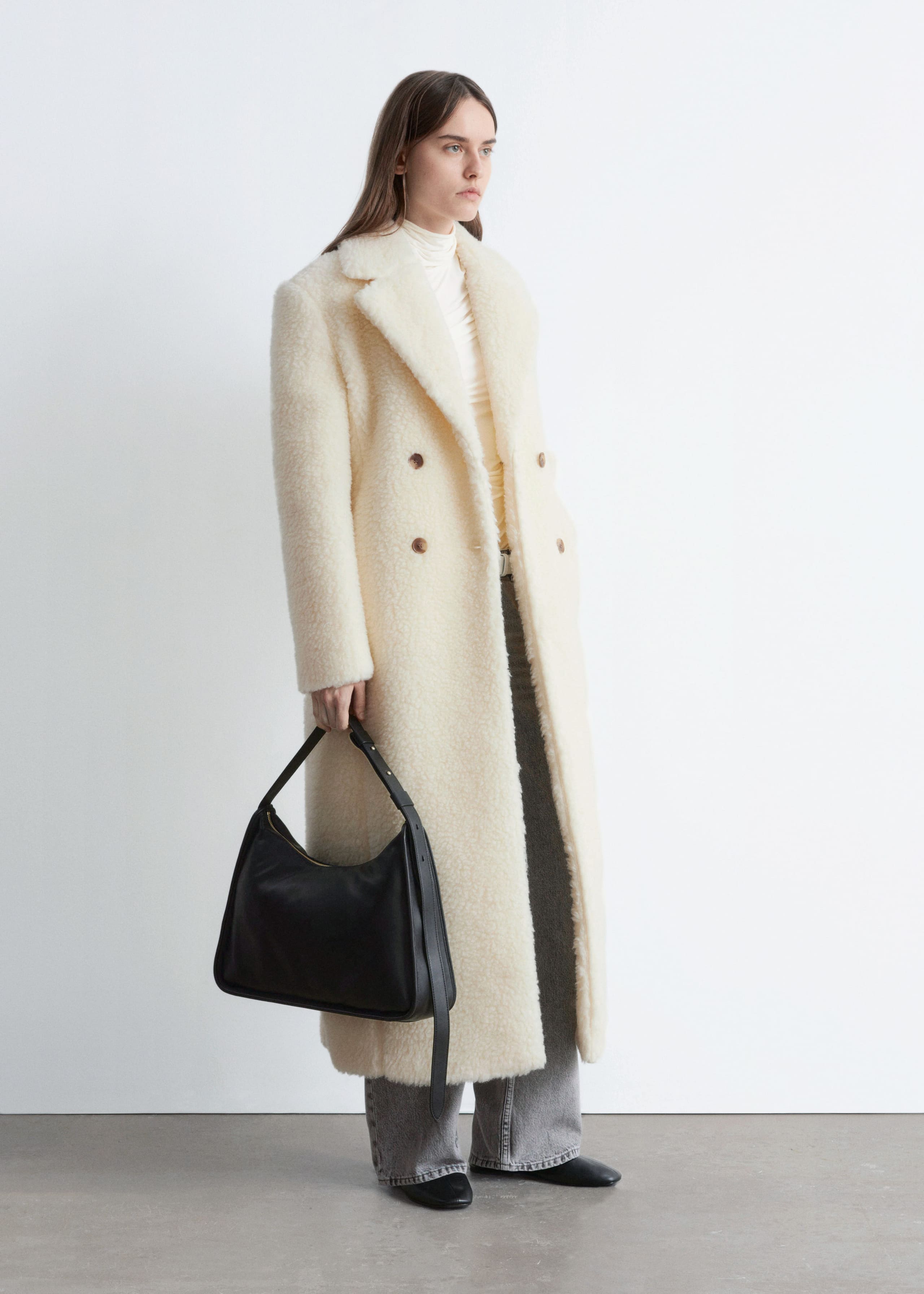 Image of Wool Shearling Maxi Coat