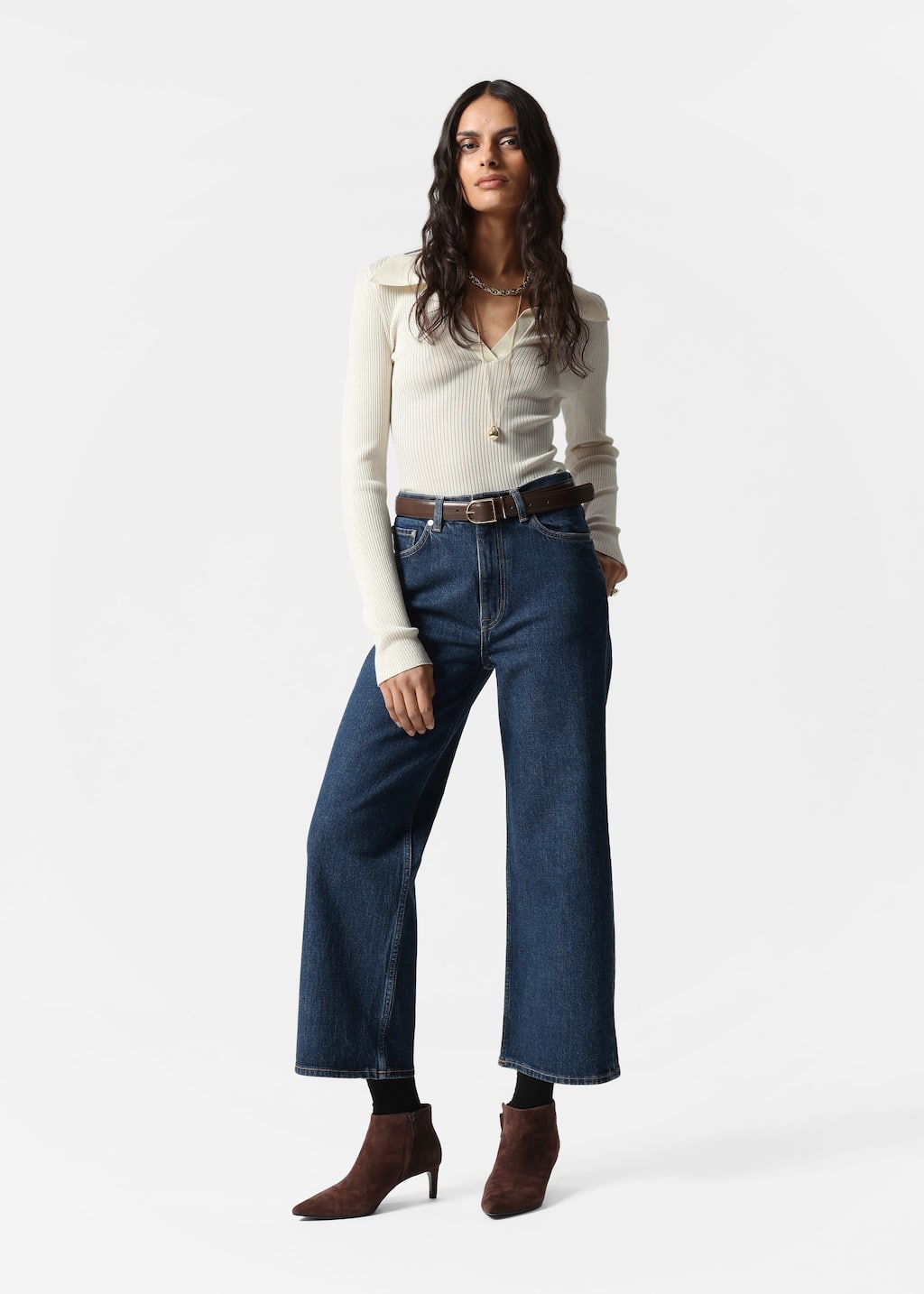 Image of Cropped Wide-Leg Jeans