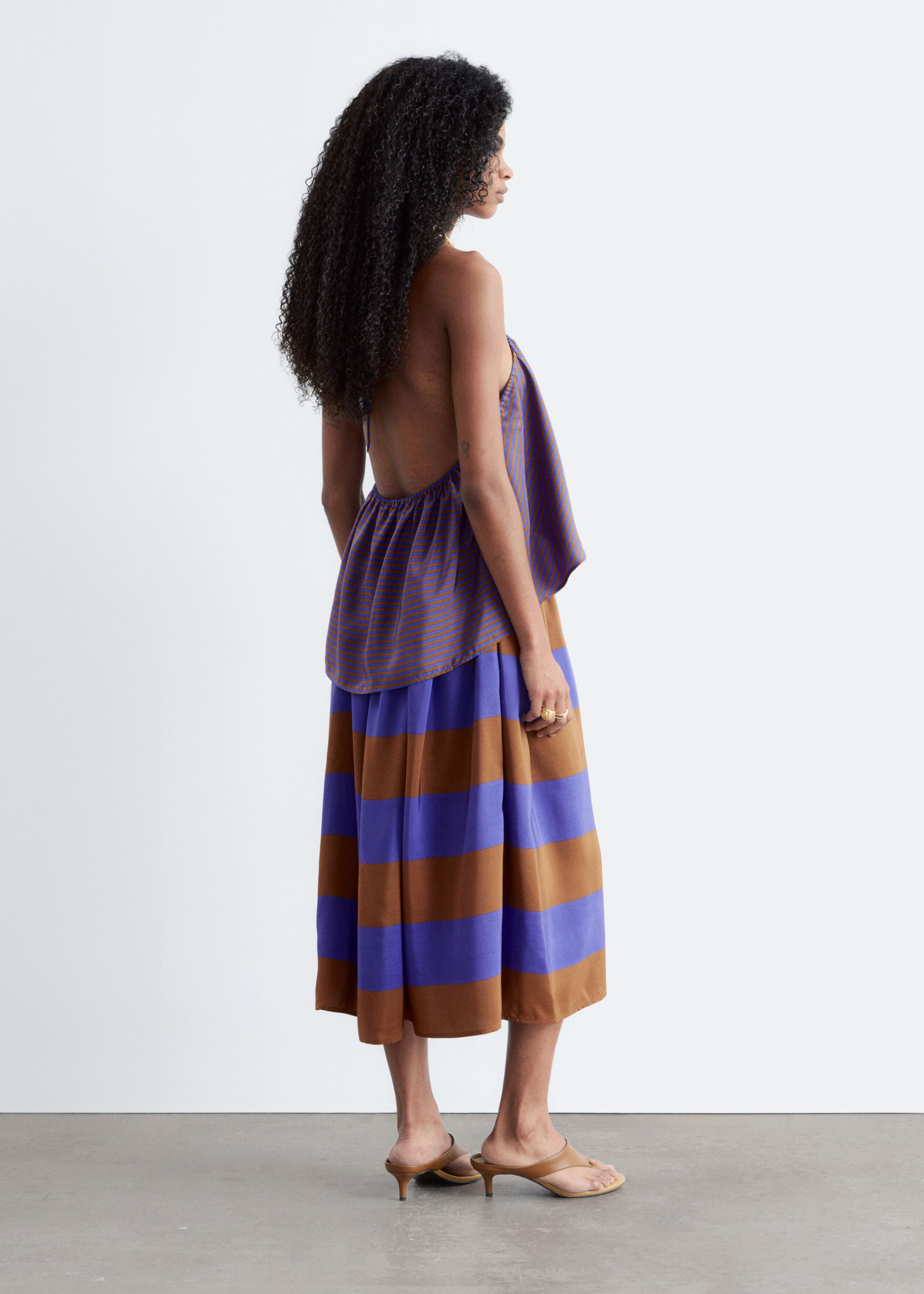 Silk Midi Skirt – Brun/lila – lookbook