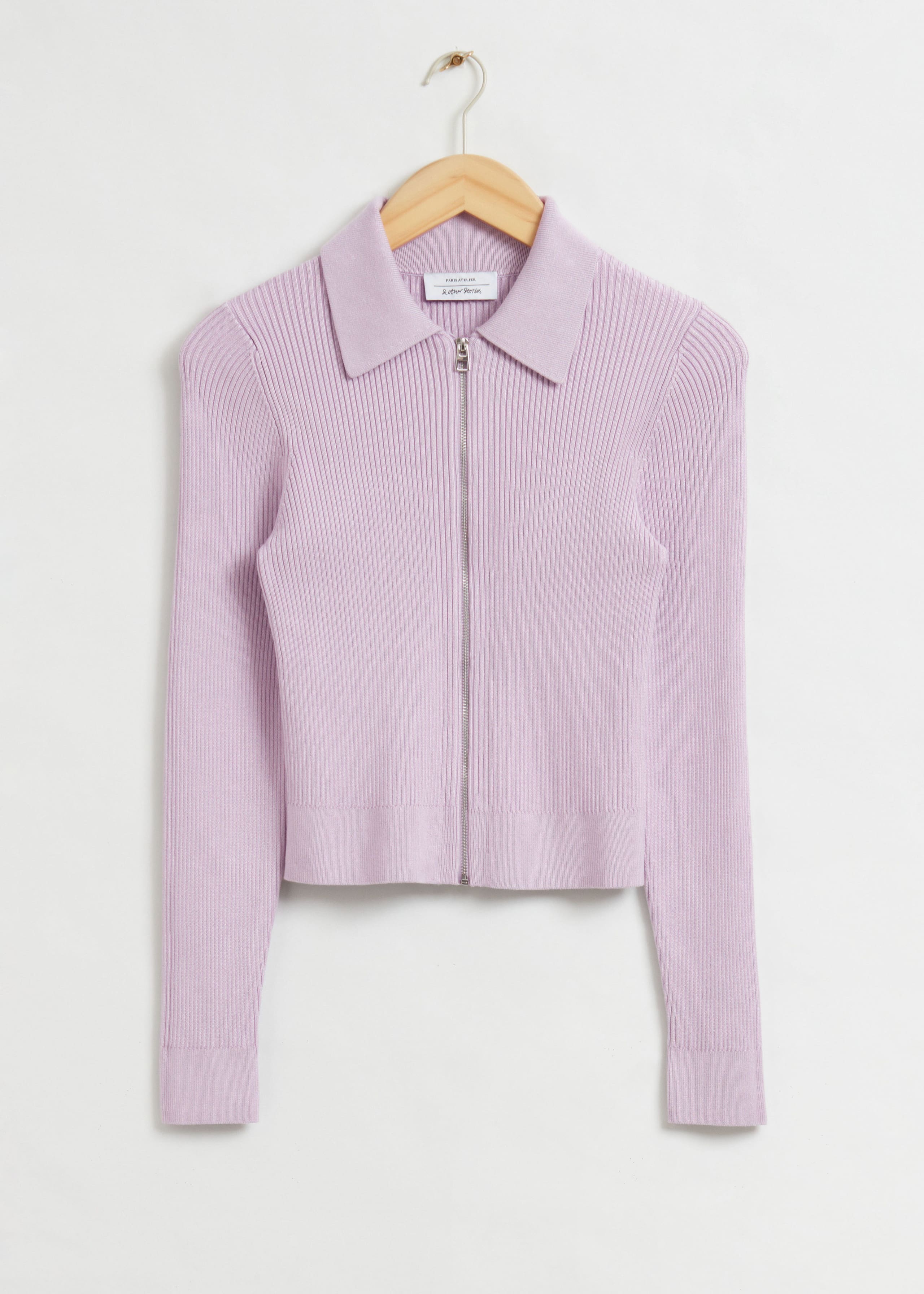 Cropped Zip Front Ribbed Cardigan - White - Still Life