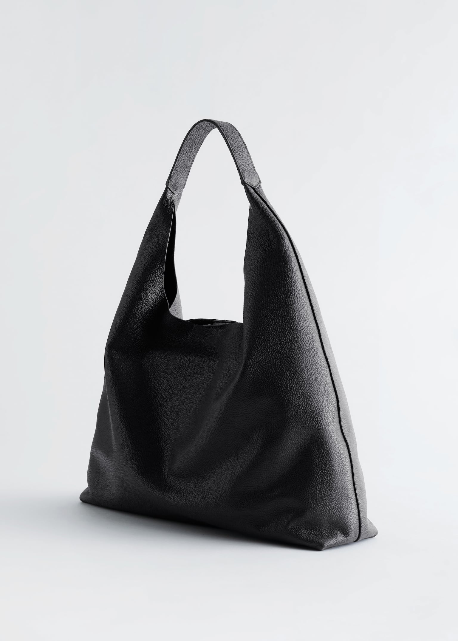 Borsa tote grande in pelle - Nero - 4