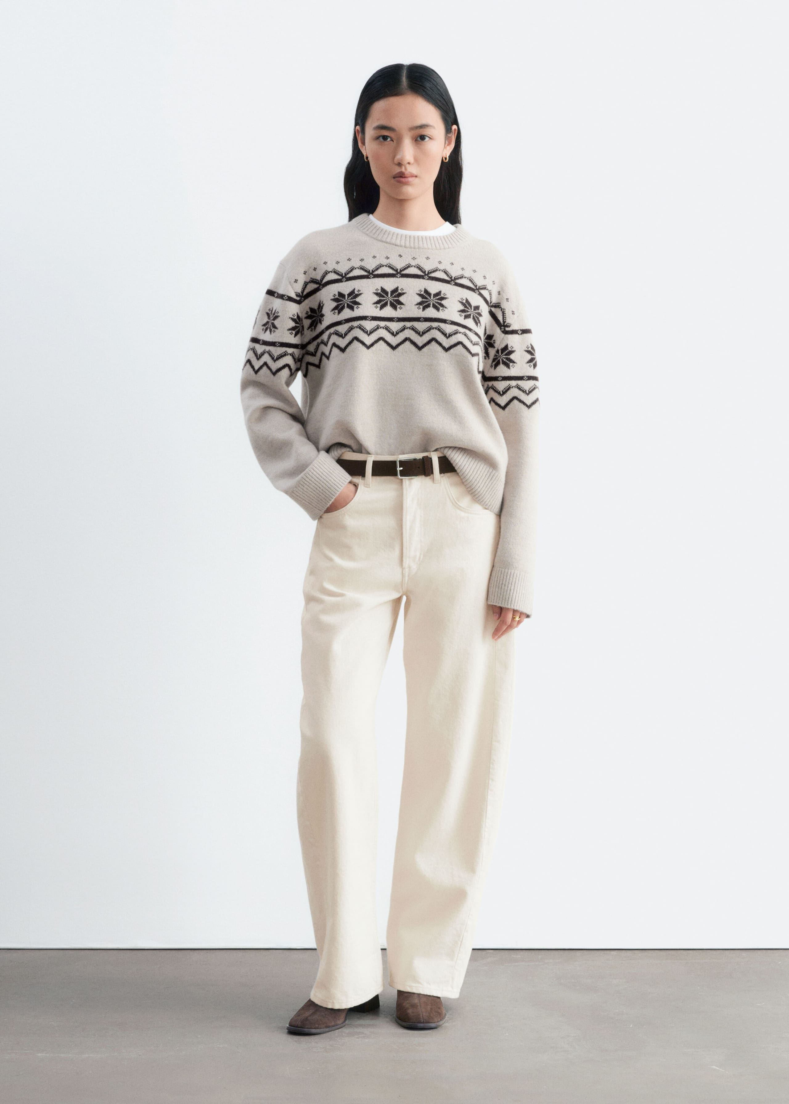 Pullover aus Wolle und Baumwolle - Graubraun - Lookbook