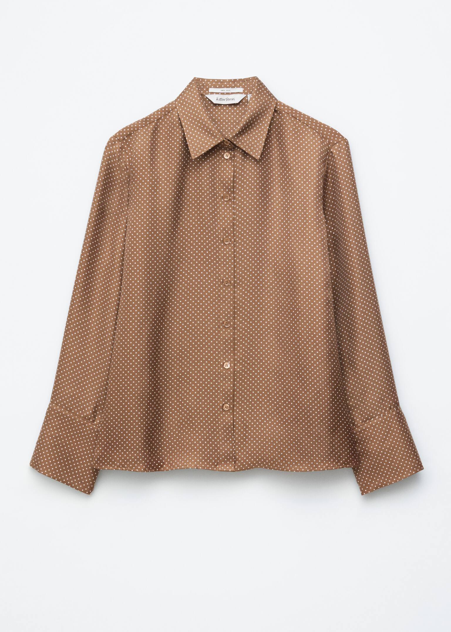 Relaxed Silk Shirt - Brown/White Dots - 2