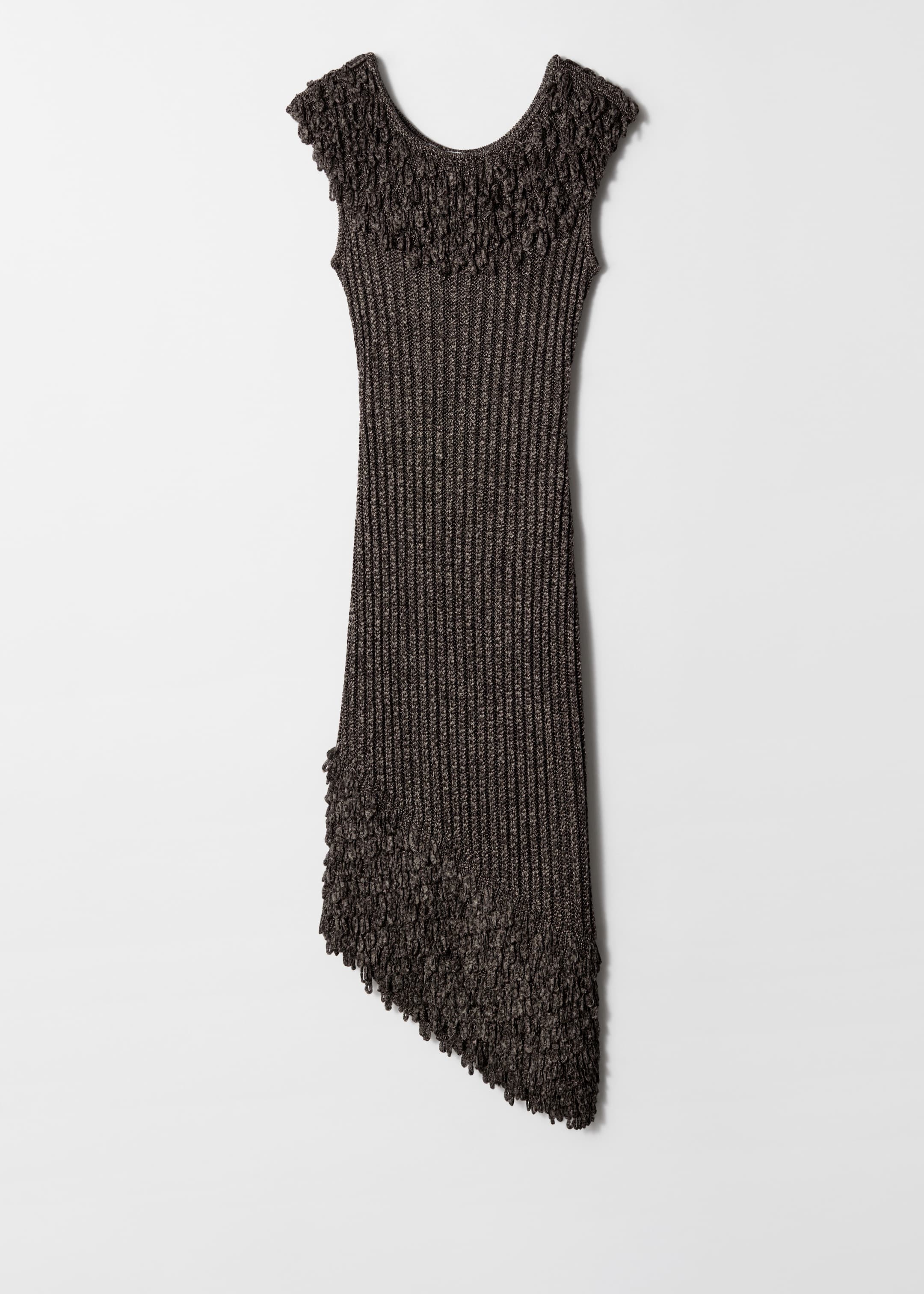 Visualizza immagine più grande: Abito midi in maglia a coste con frange - Grigio metallizzato - DONNA | H&M IT 5