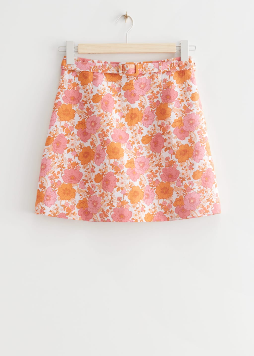 Belted Linen Mini Skirt - Black - Bodegón