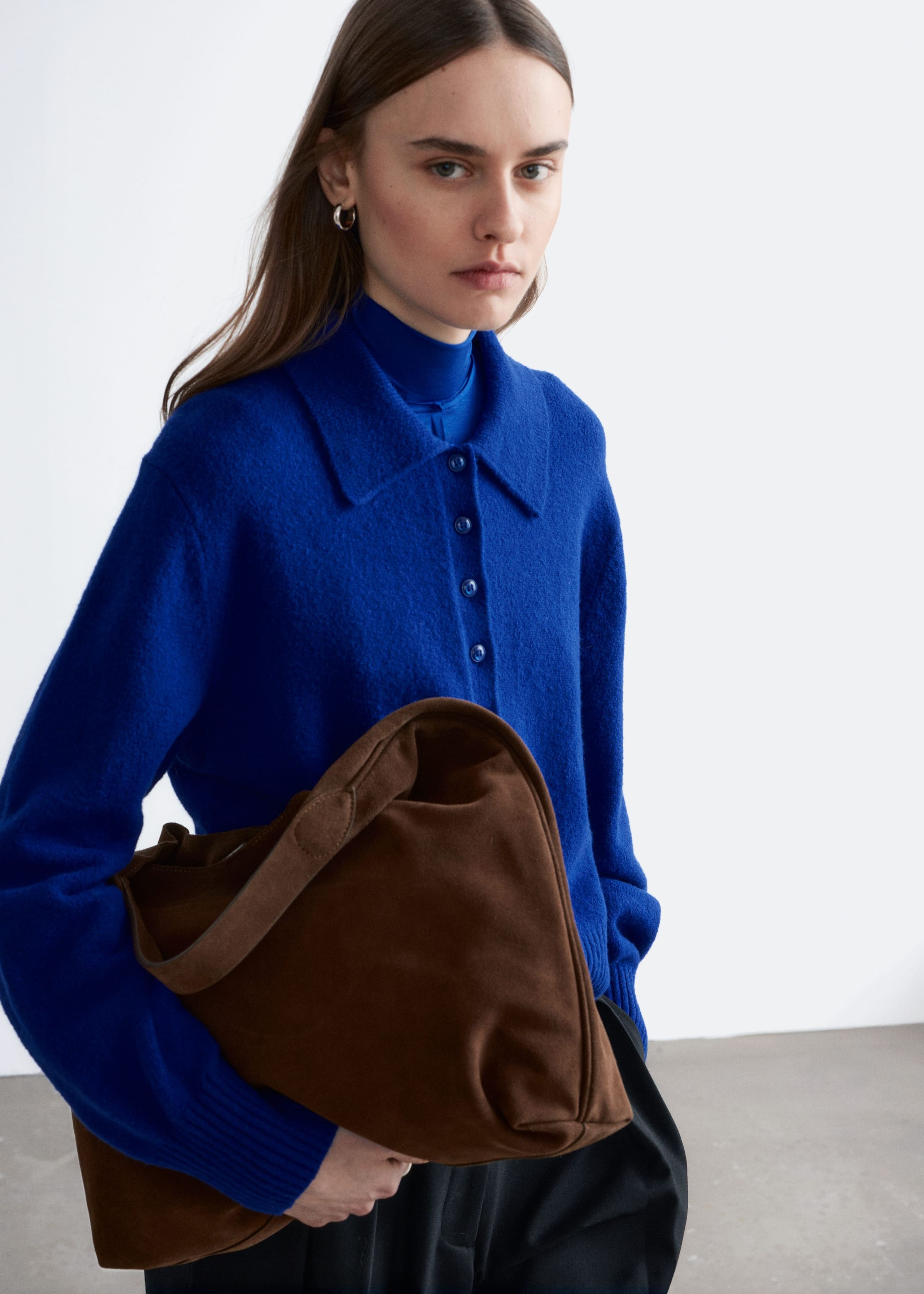 Image of Stickad kofta med krage