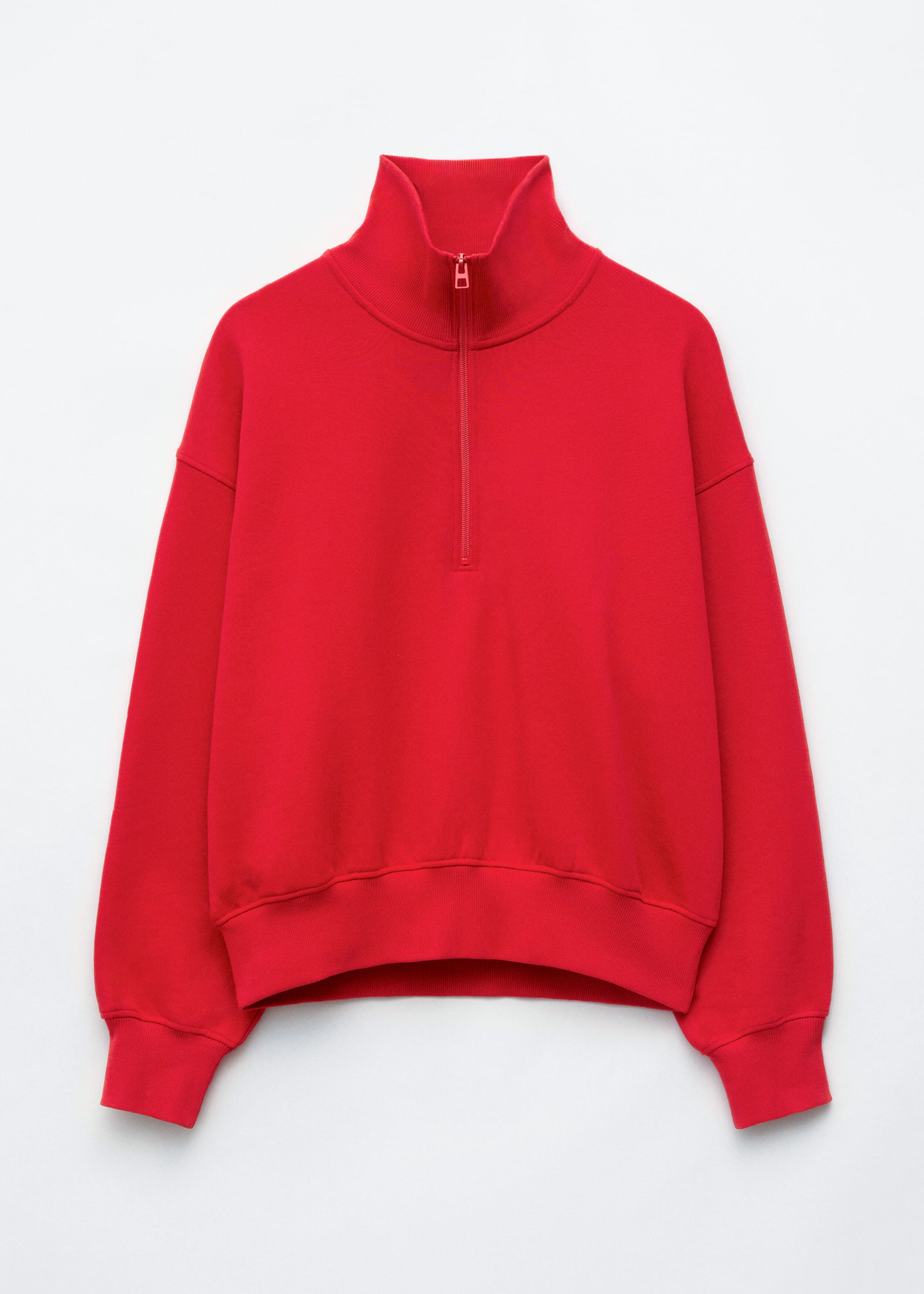Half-Zip Cotton Sweatshirt - Red - Still Life