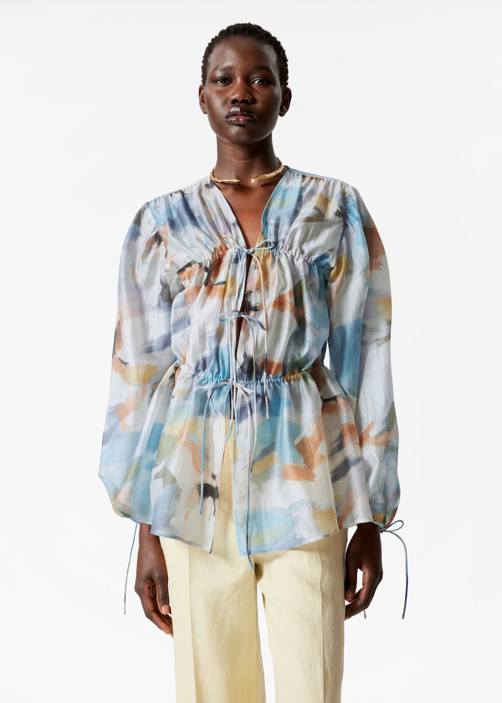 Image of Blusa con ruche e coulisse