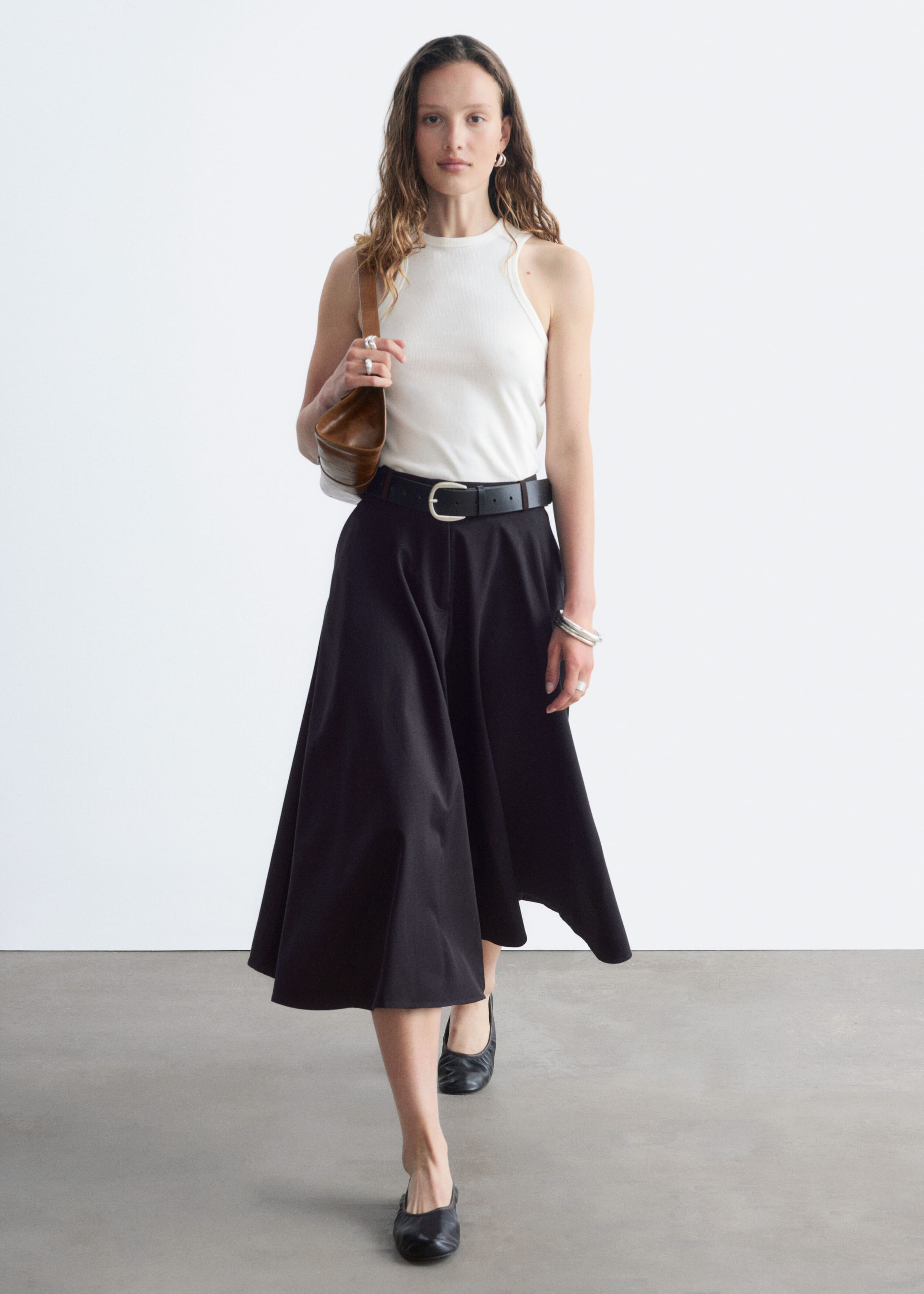 Tailored Circle Cut Skirt - Black - Lookbook