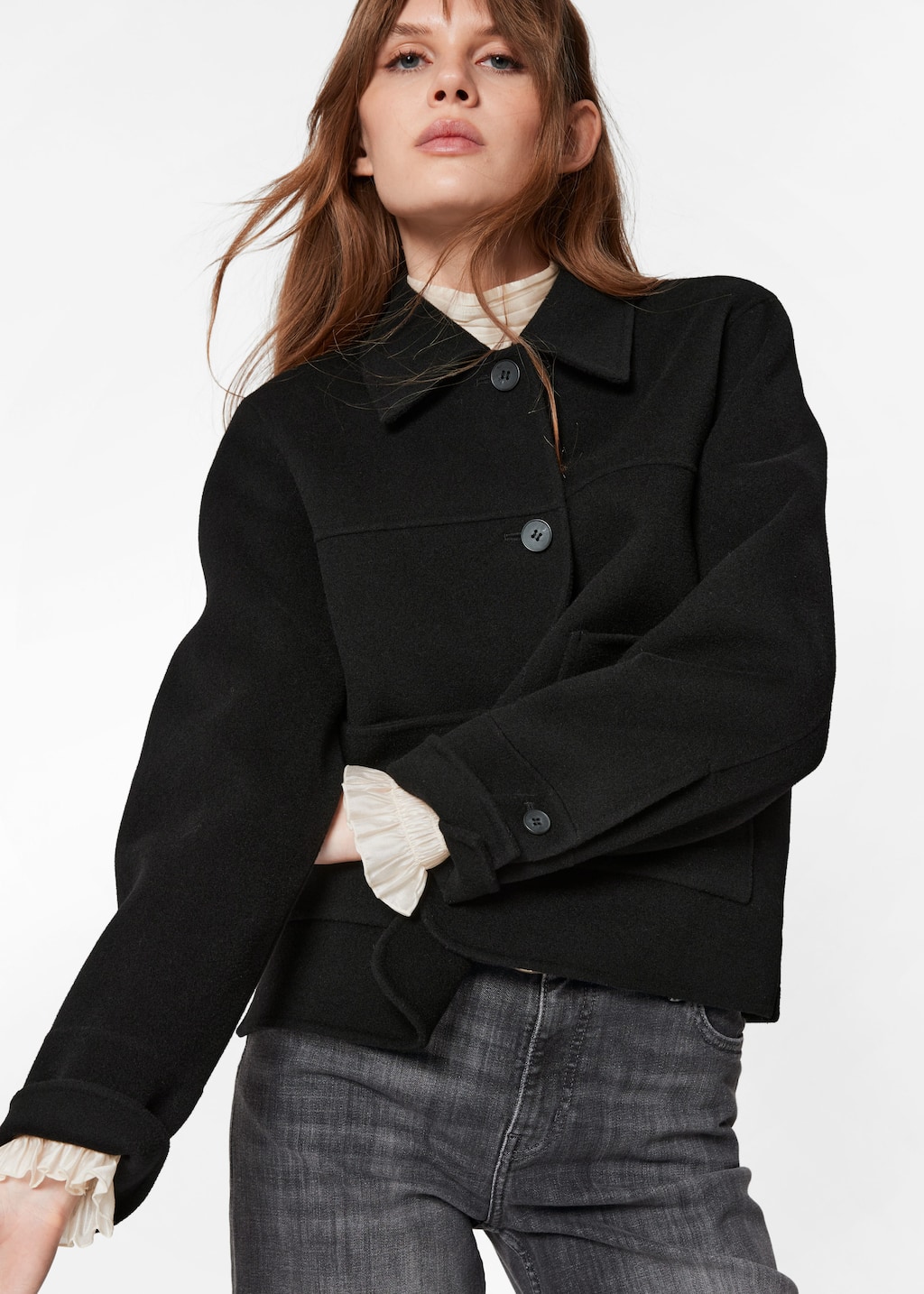 Image of Collared Wool Jacket