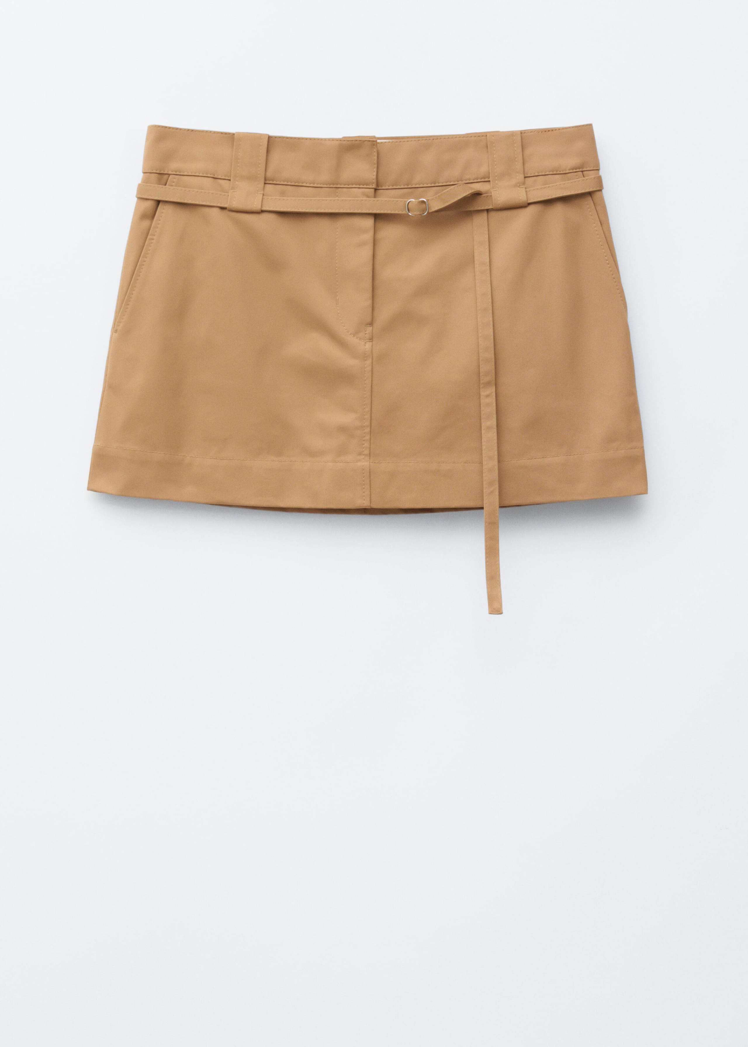 Cotton Twill Belted Mini Skirt - Beige - Still Life