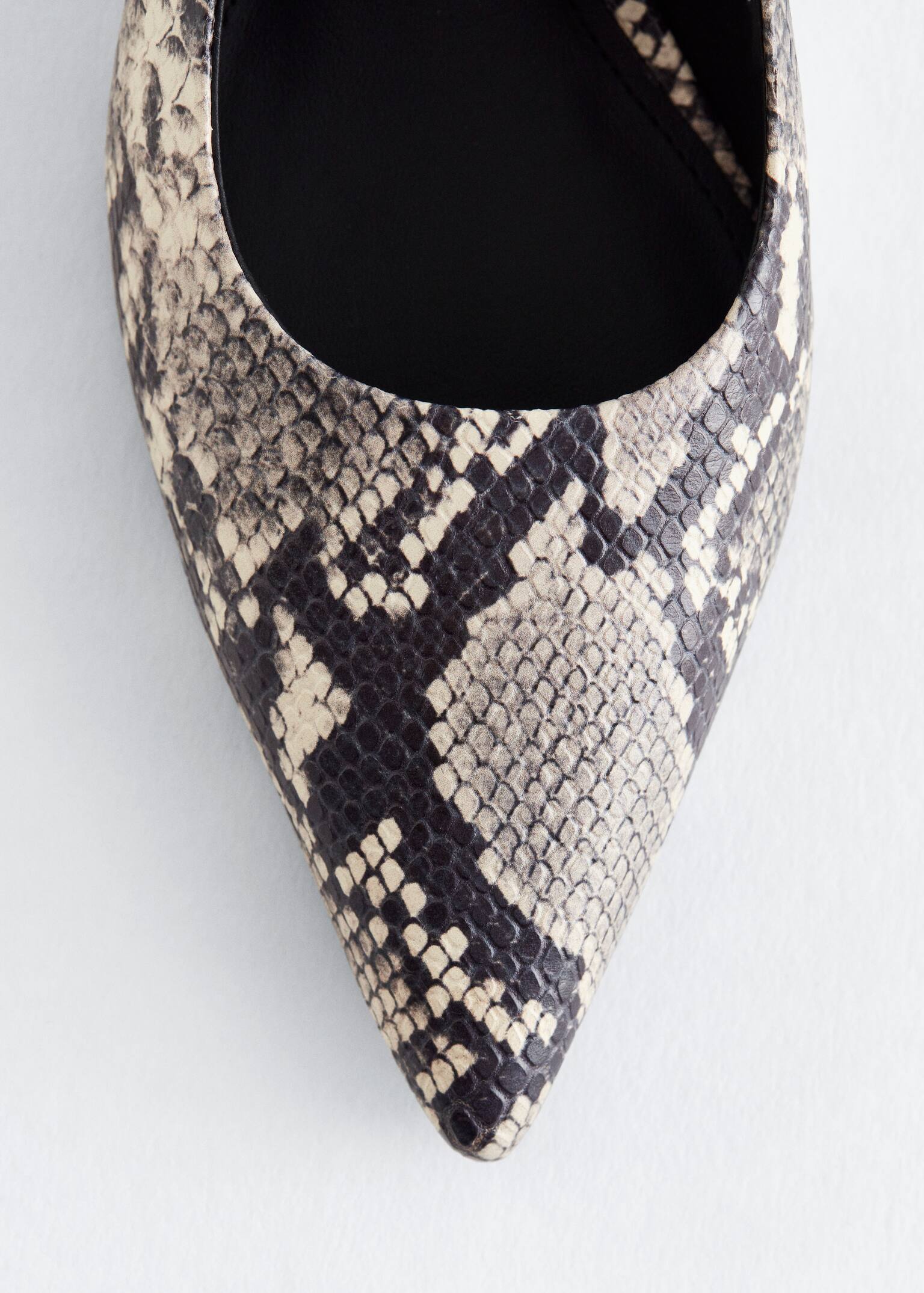 Zapatos de tacón de cuña de piel con tira trasera - Serpiente gris/Negro - 6