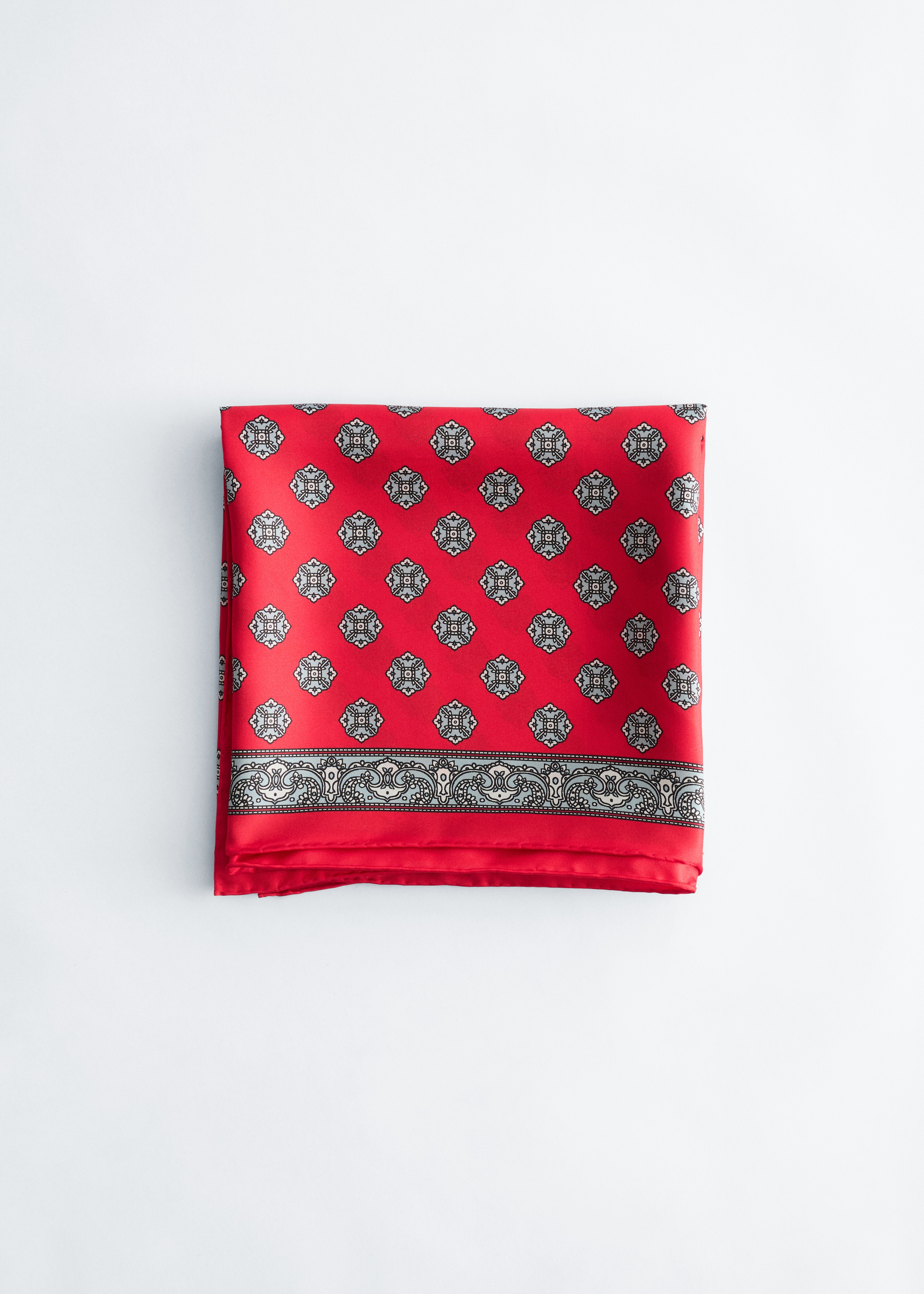 Foulard in seta con stampa - Rosso/Blu