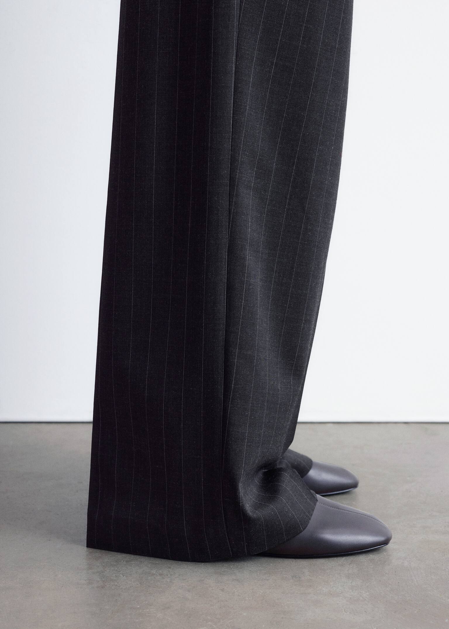 Tailored Wool Trousers - Tummanharmaa liituraita - 8