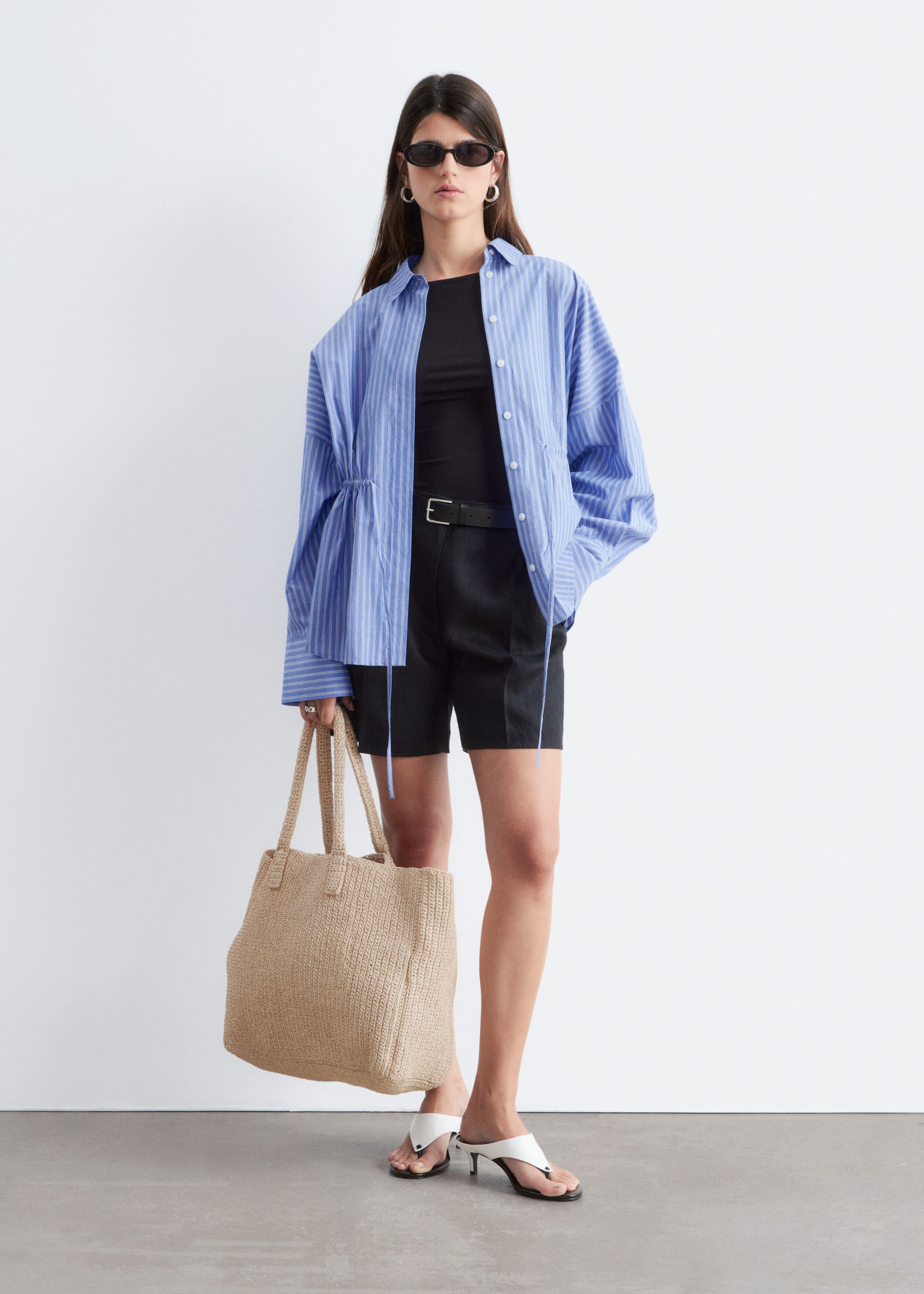 Pleated Linen Shorts - Dark Brown - Lookbook