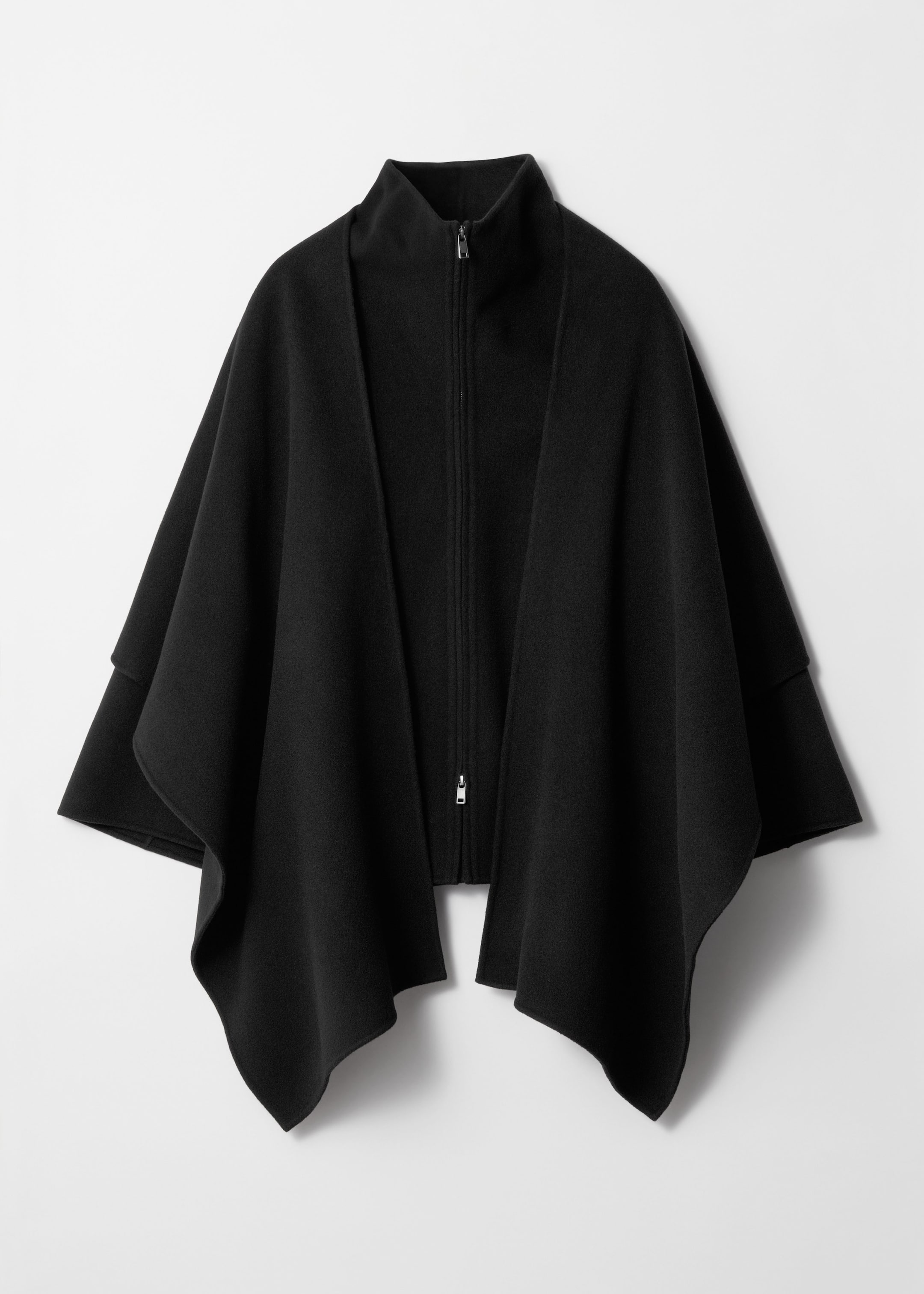 Grotere afbeelding bekijken: Asymmetrische wollen cape - Zwart - DAMES | H&M NL 1