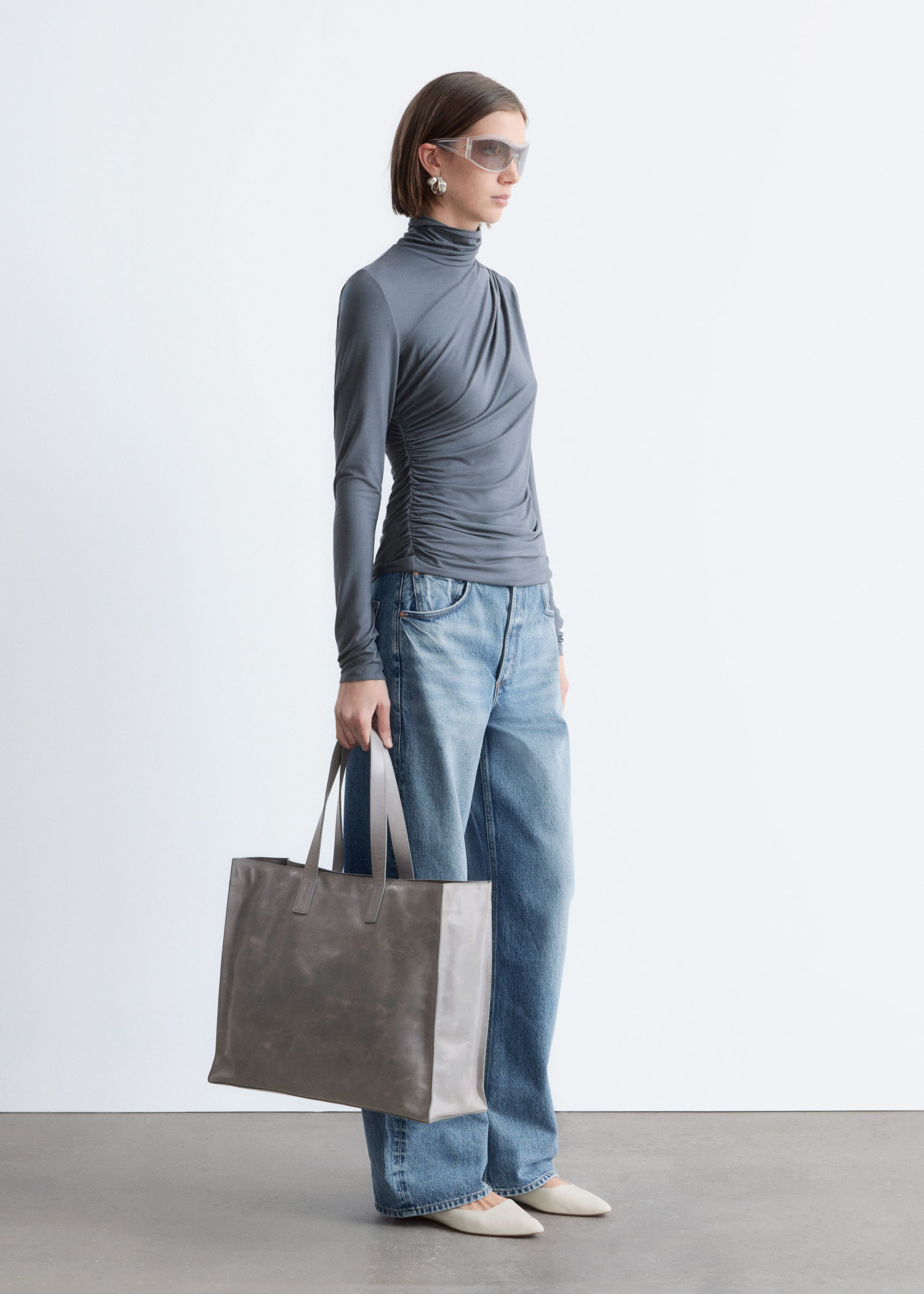 Draped Turtleneck Top - Red - Lookbook