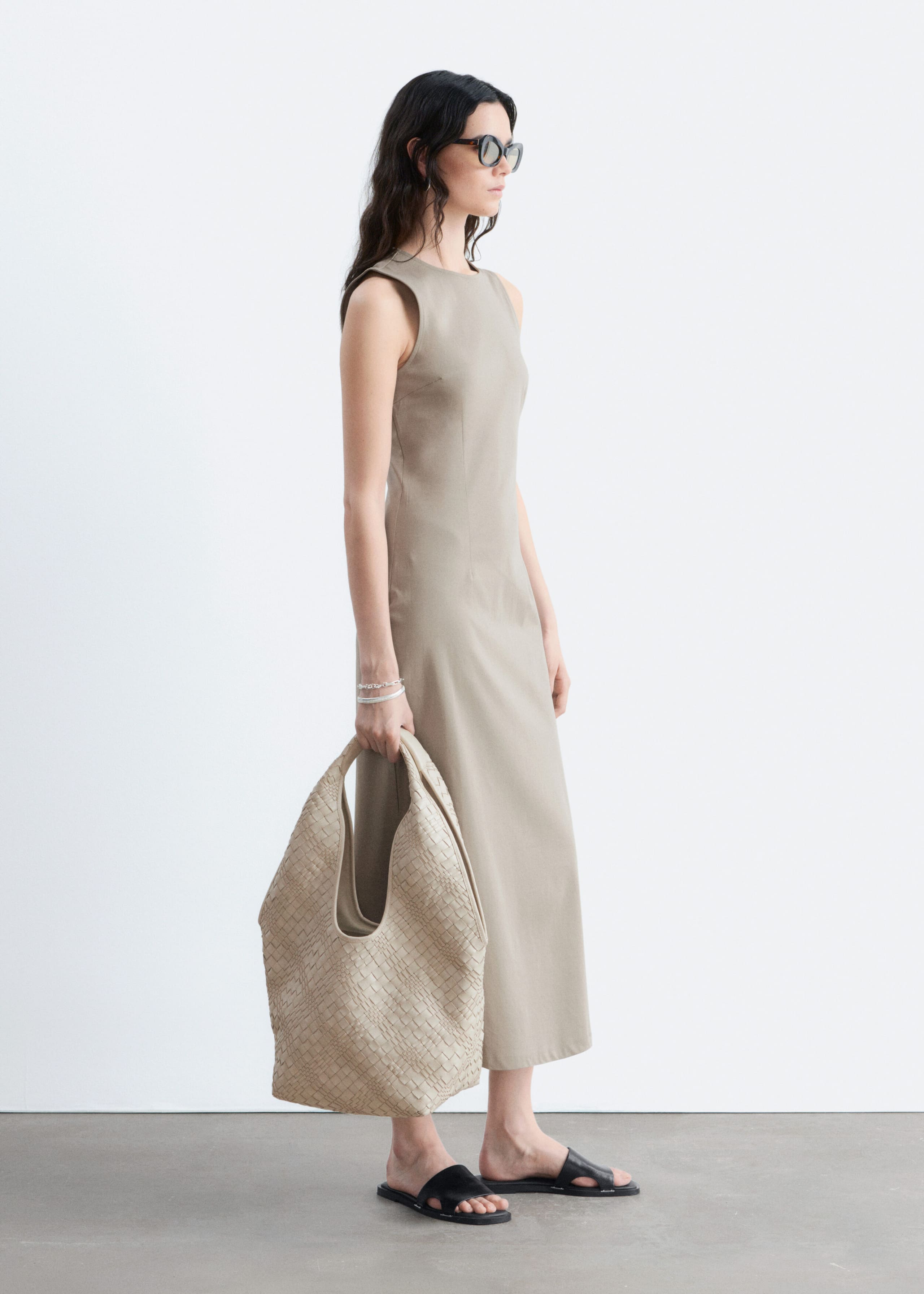 Fitted Cotton Jersey Midi Dress - Mole - Still Life