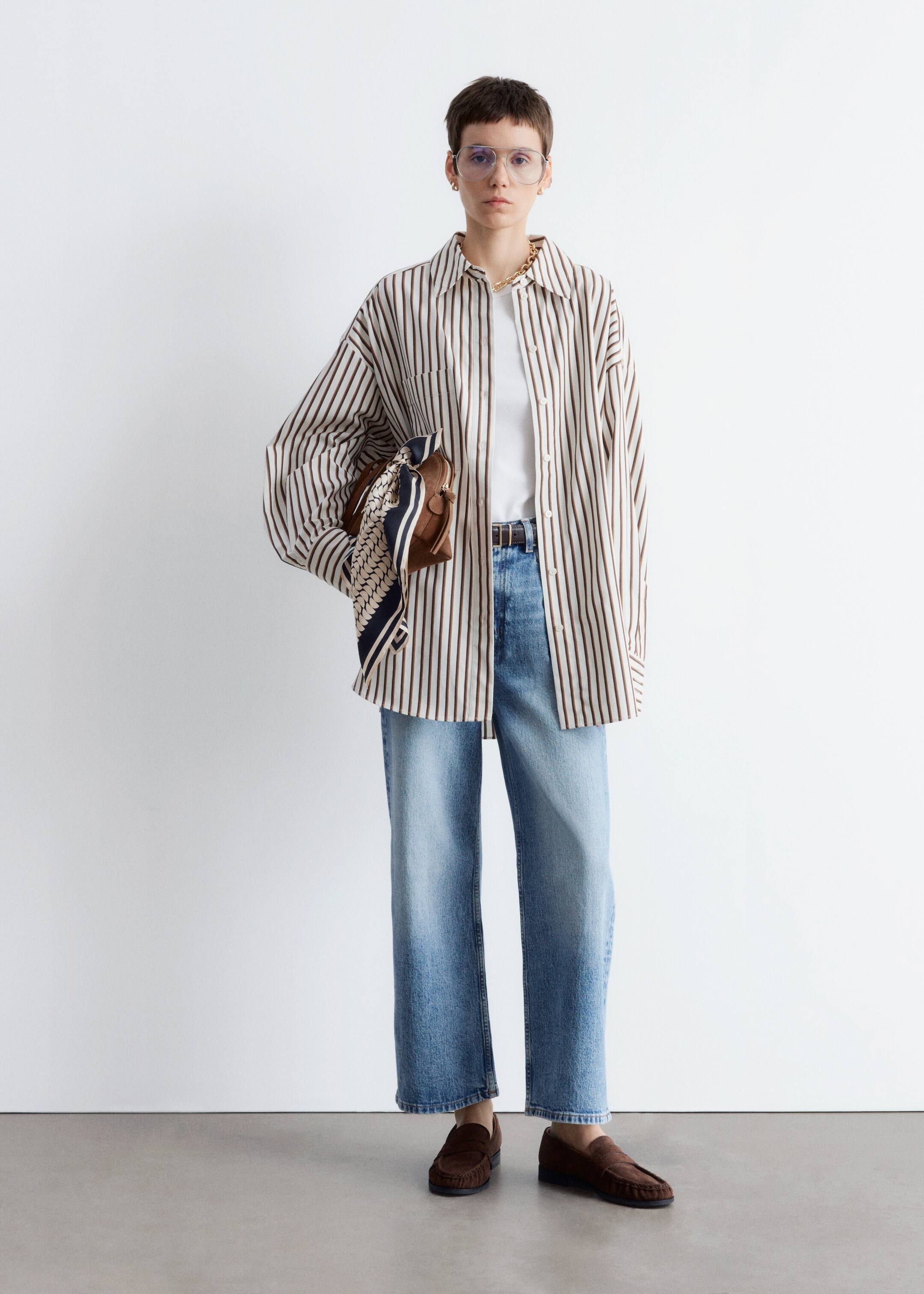 Grotere afbeelding bekijken: Oversized overhemd - Wit/bruine strepen - DAMES | H&M NL 3