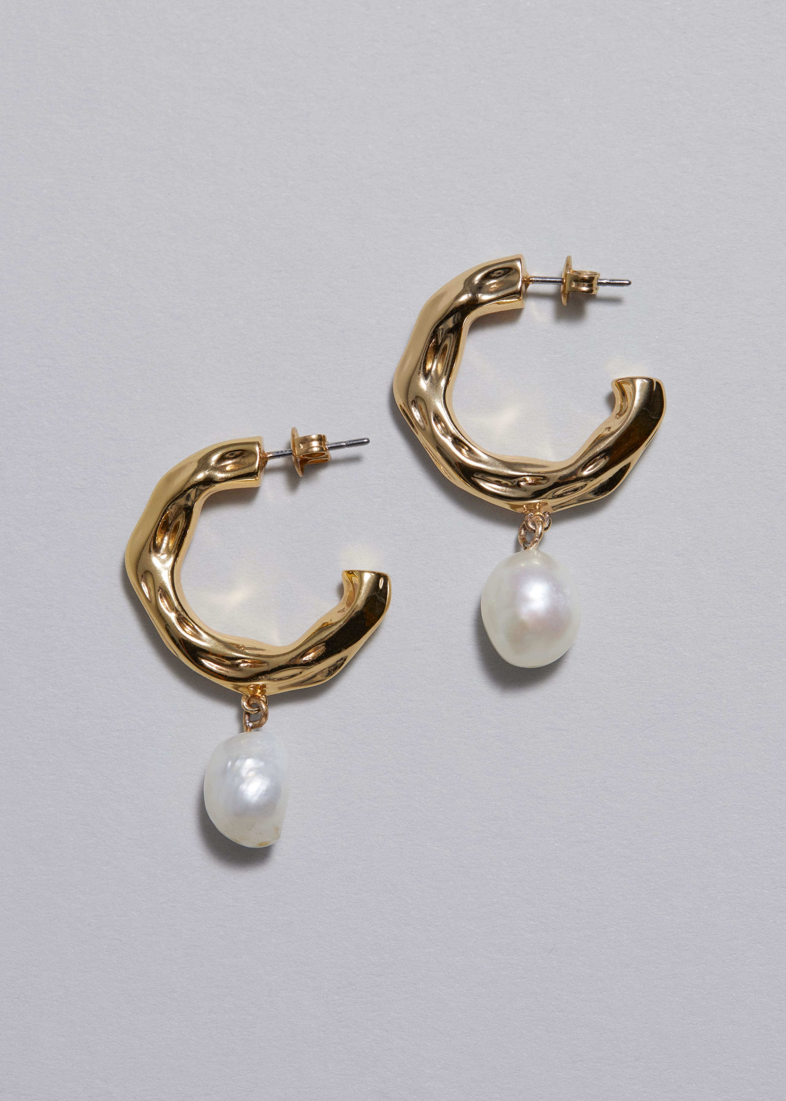 Freshwater Pearl Hoop Earrings - Gold - Still Life