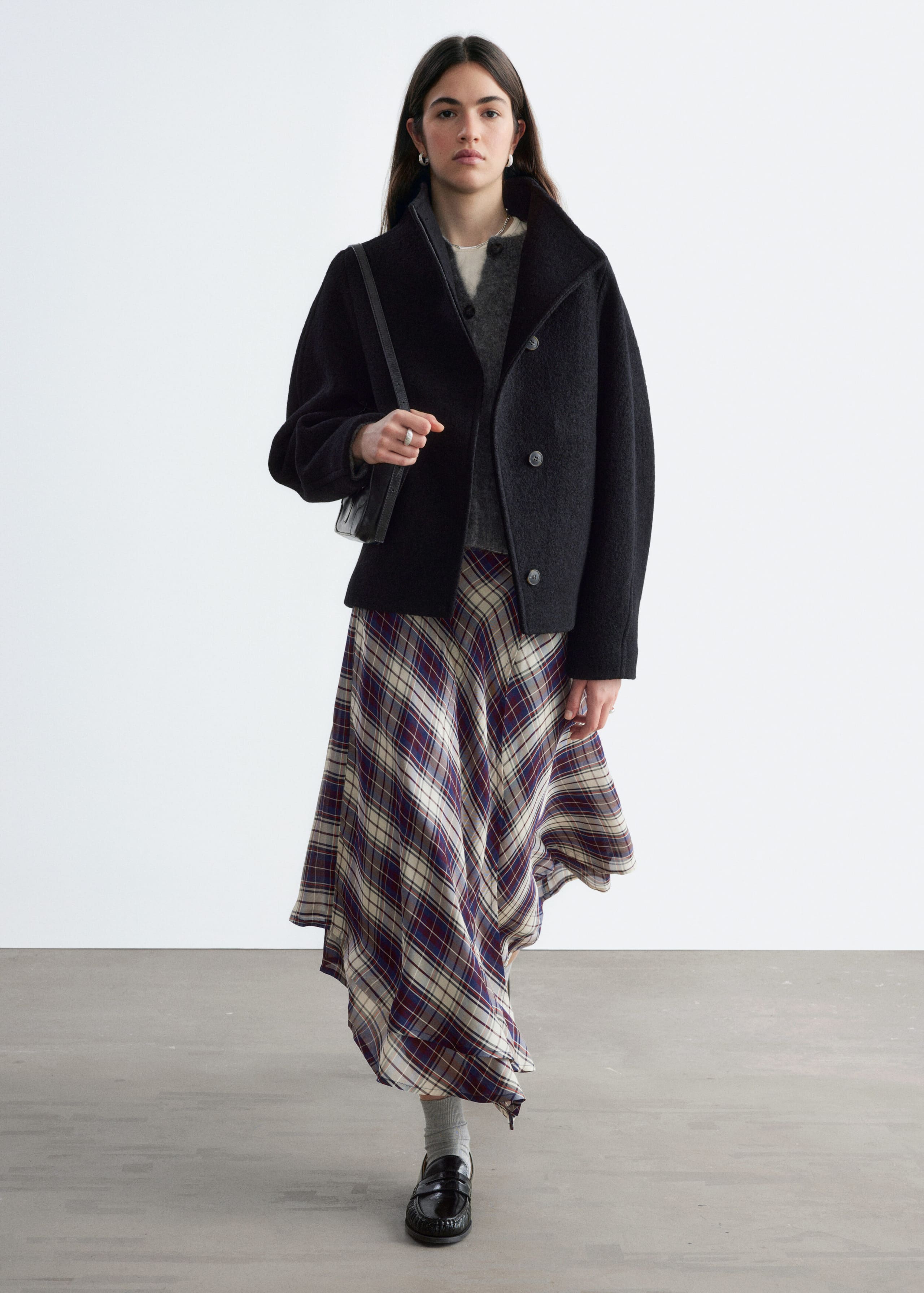 Asymmetric Wool Jacket - Black - Lookbook