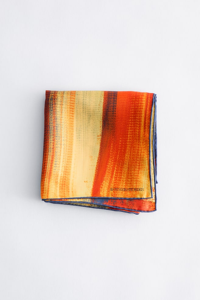 Brush Stroke Silk Scarf - Red/Blue/Yellow - 1