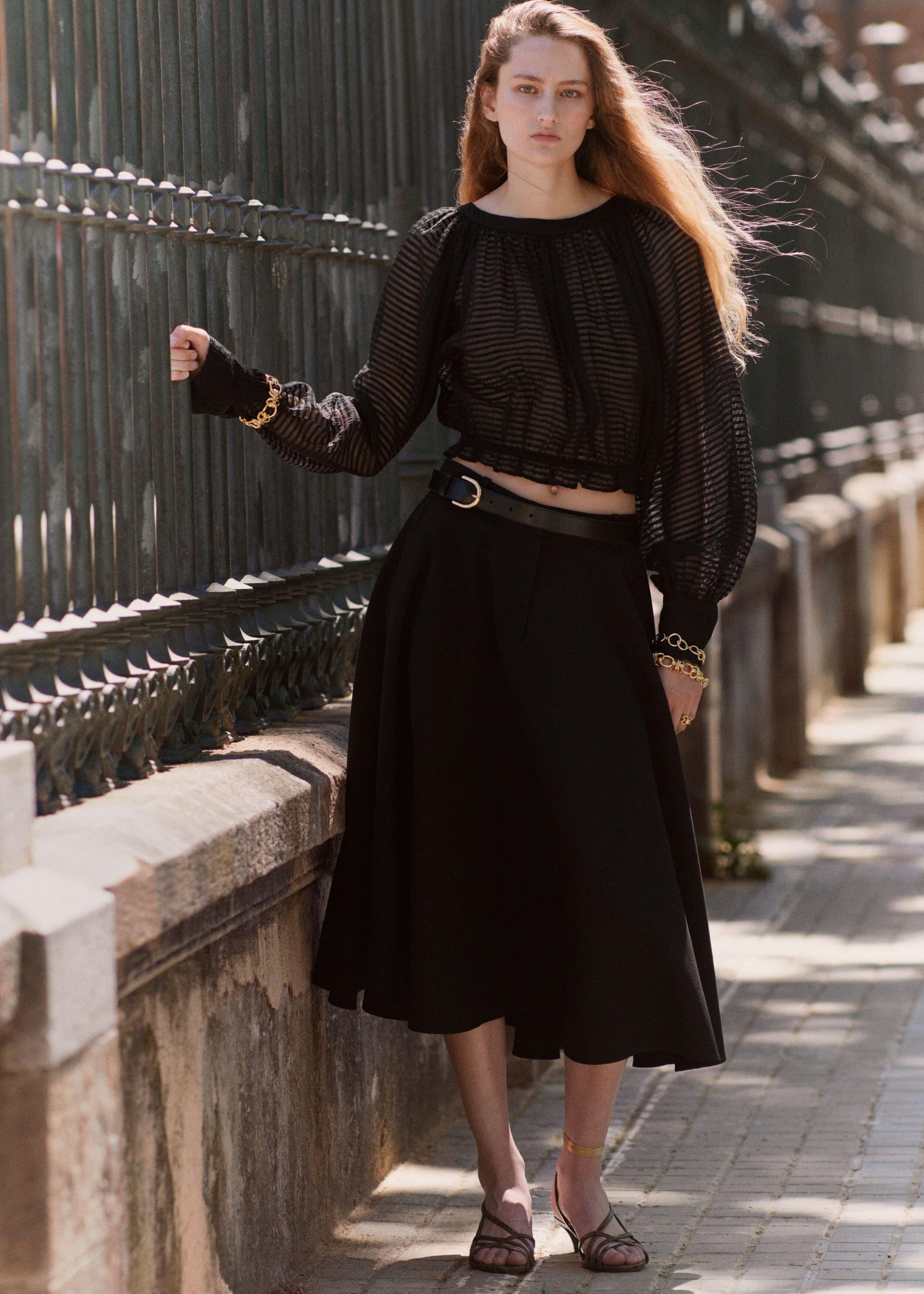 Tailored Circle Cut Skirt - Black - Still Life