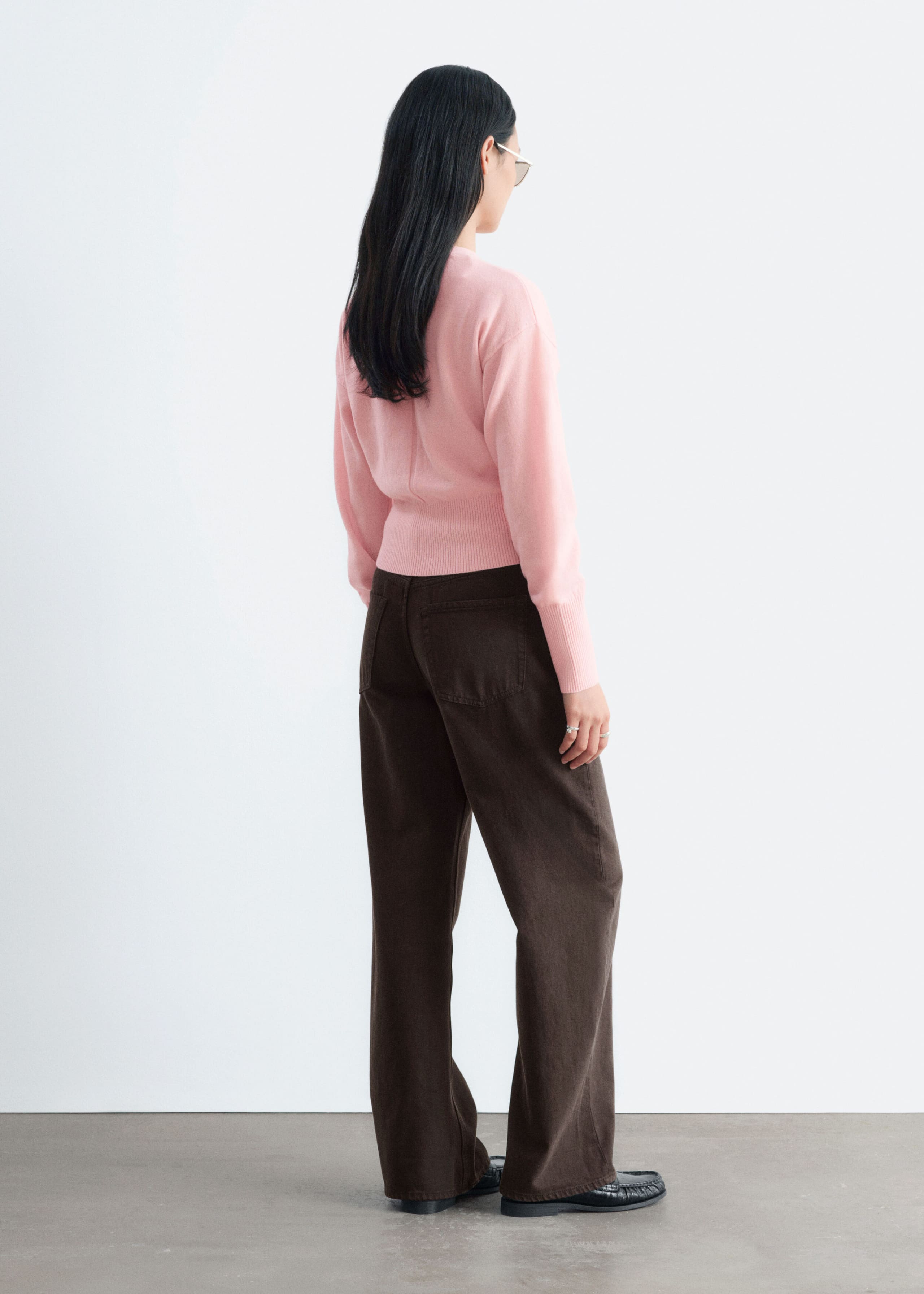 Wool Corset Rib Cardigan - Light Pink - Lookbook