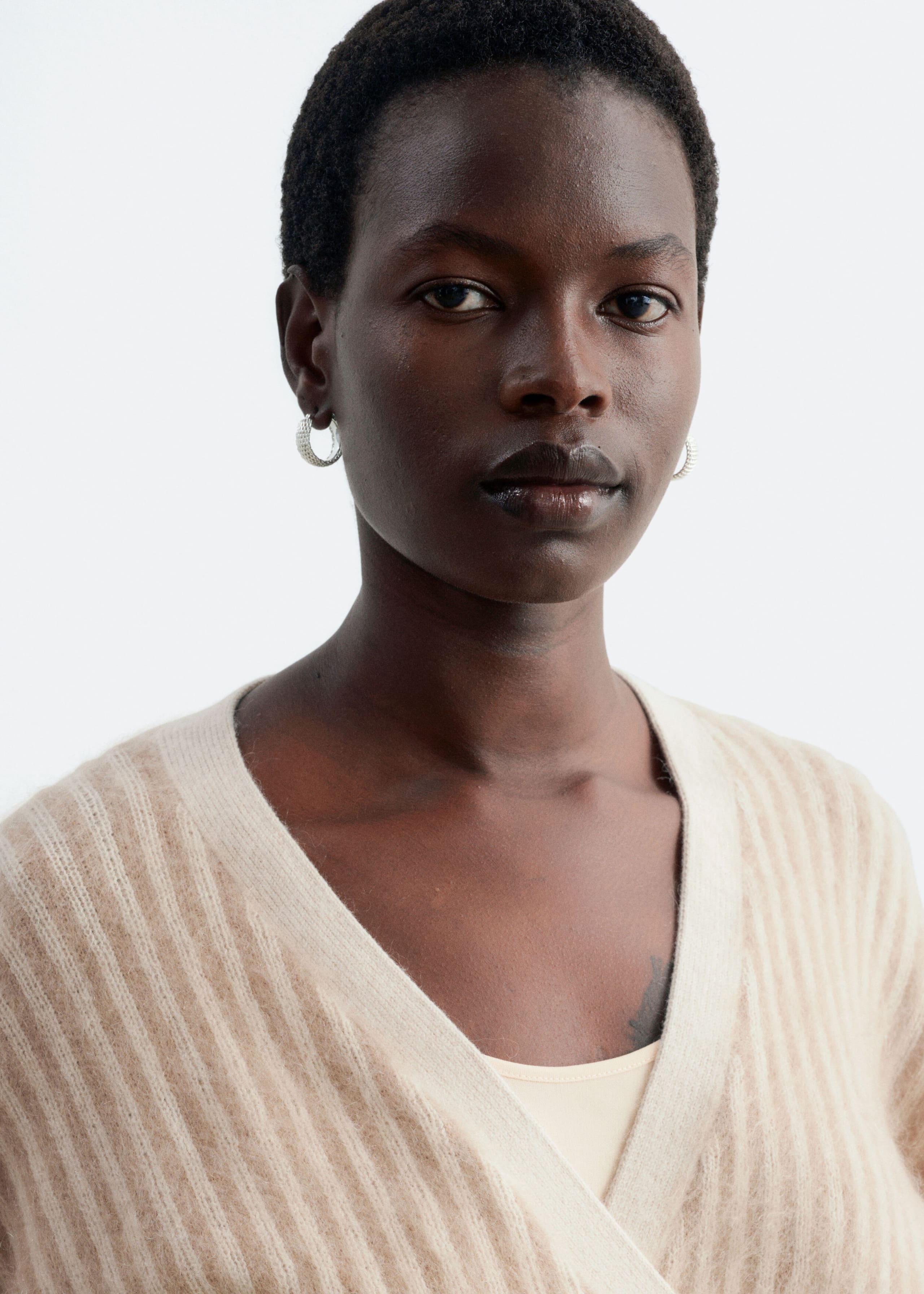 Wikkelvest van een mohairmix - Beige - Lookbook