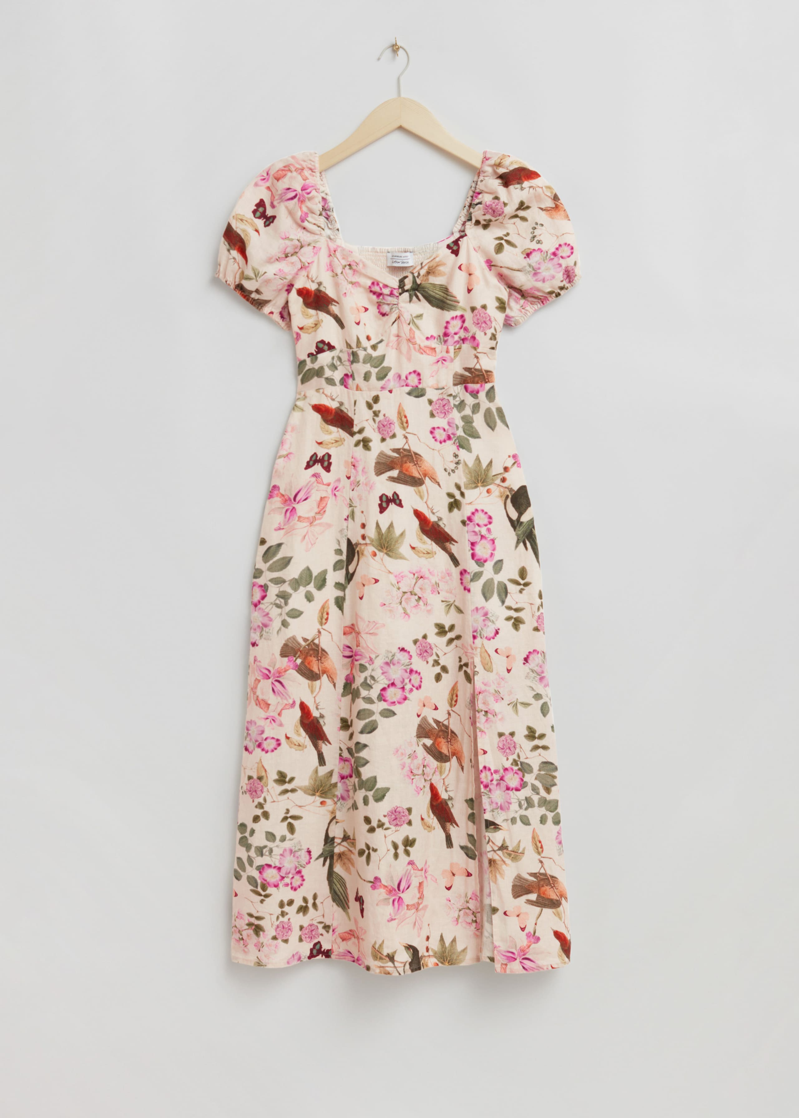 Vestido midi con mangas abullonadas - Cream Floral Print - Bodegón