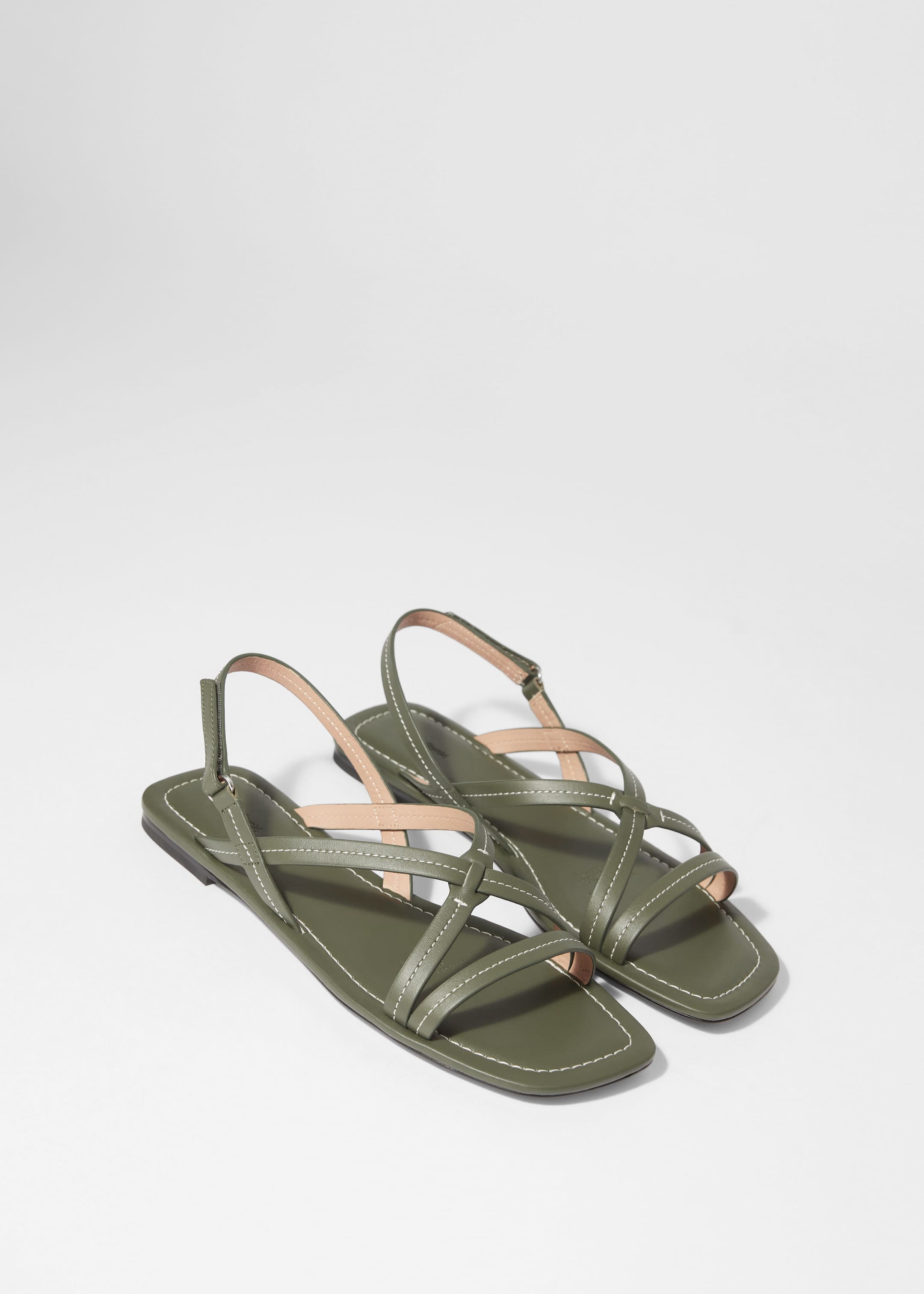 Visa större bild: Remsandaletter i läder - Khakigrön - DAM | H&M SE 4