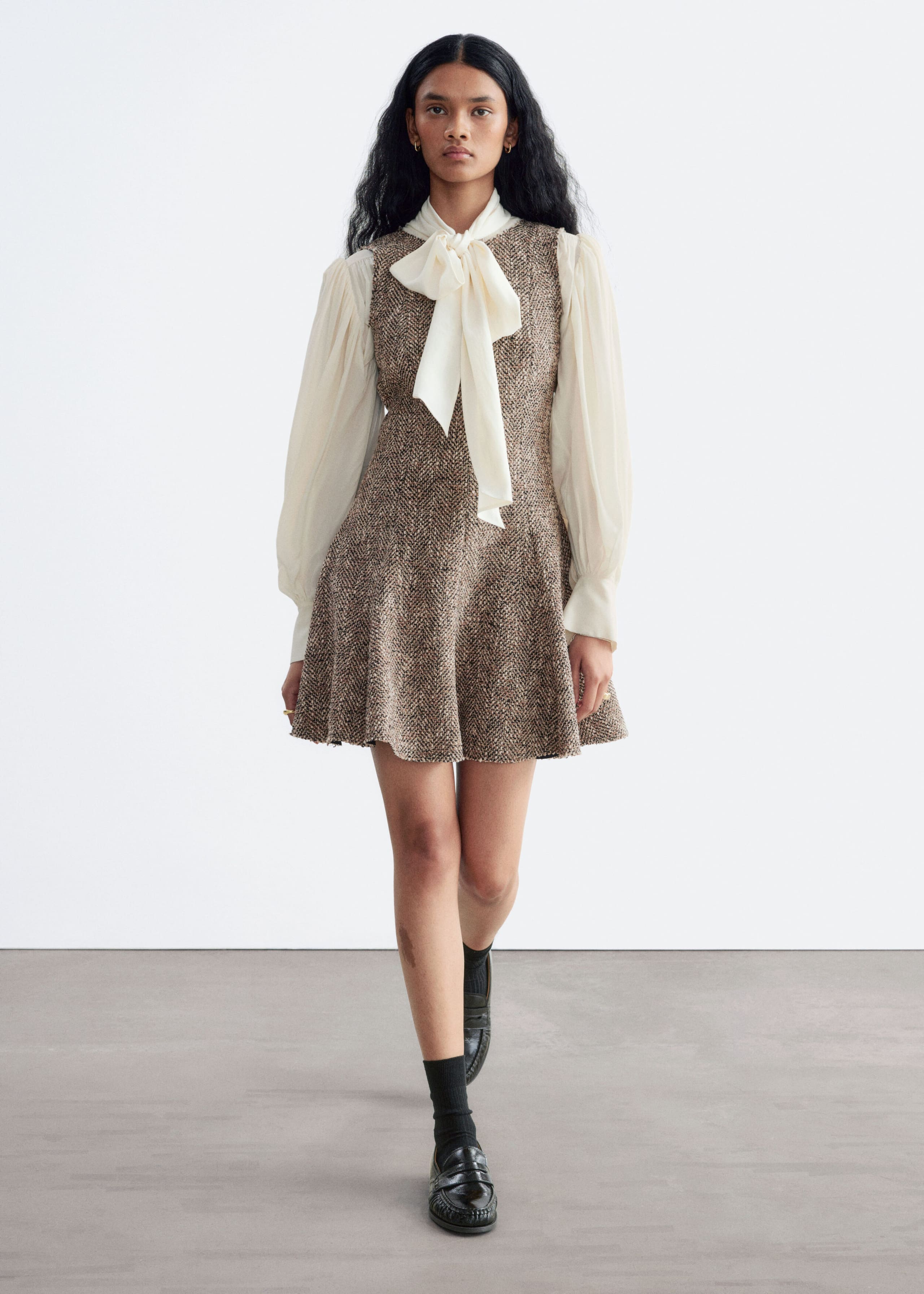 Raw-Edge Mini Dress - Mole Melange - Lookbook