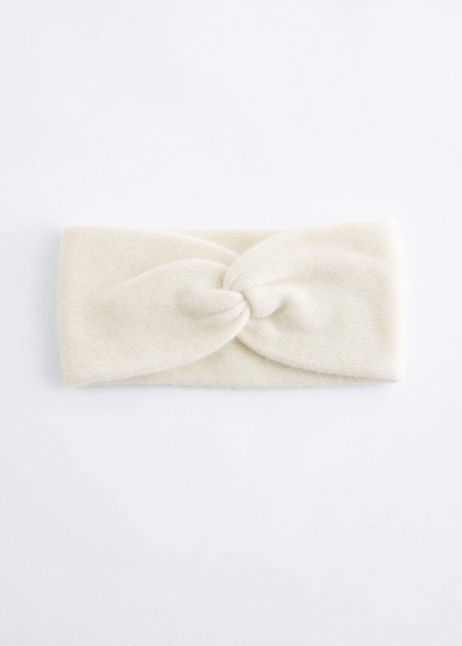 Twist-Front Cashmere Headband - Biela/Bordový/Tmavohnedá/Béžová